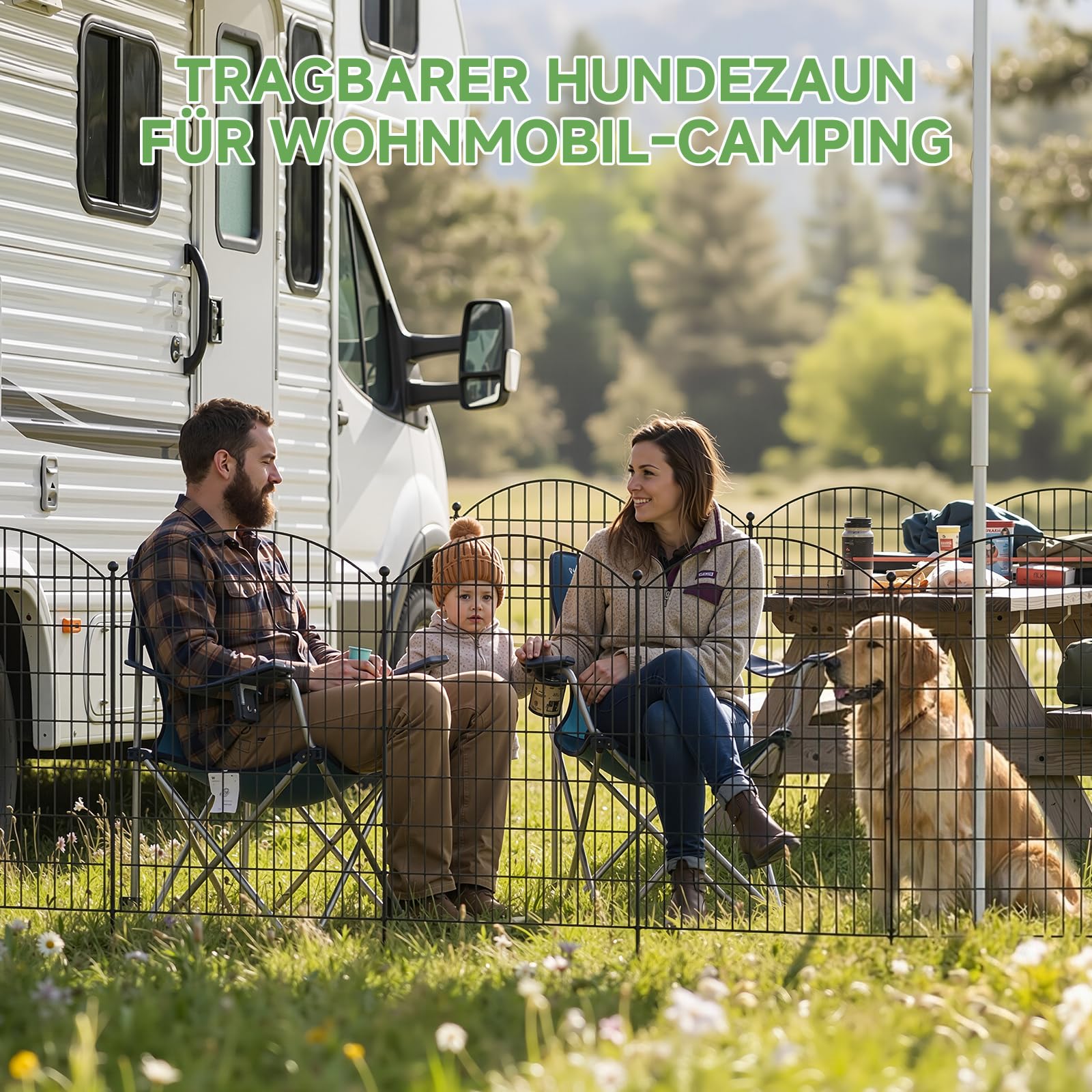 7-teiliger Gartenzaun mit Tür, 100 cm hoch x 4,5 m lang | rostfreies Metall, Hundezaun, Tierbarriere, Dekorative Beetumrandung, No-Dig-Design für Hof, Terrasse und Blumenbeet