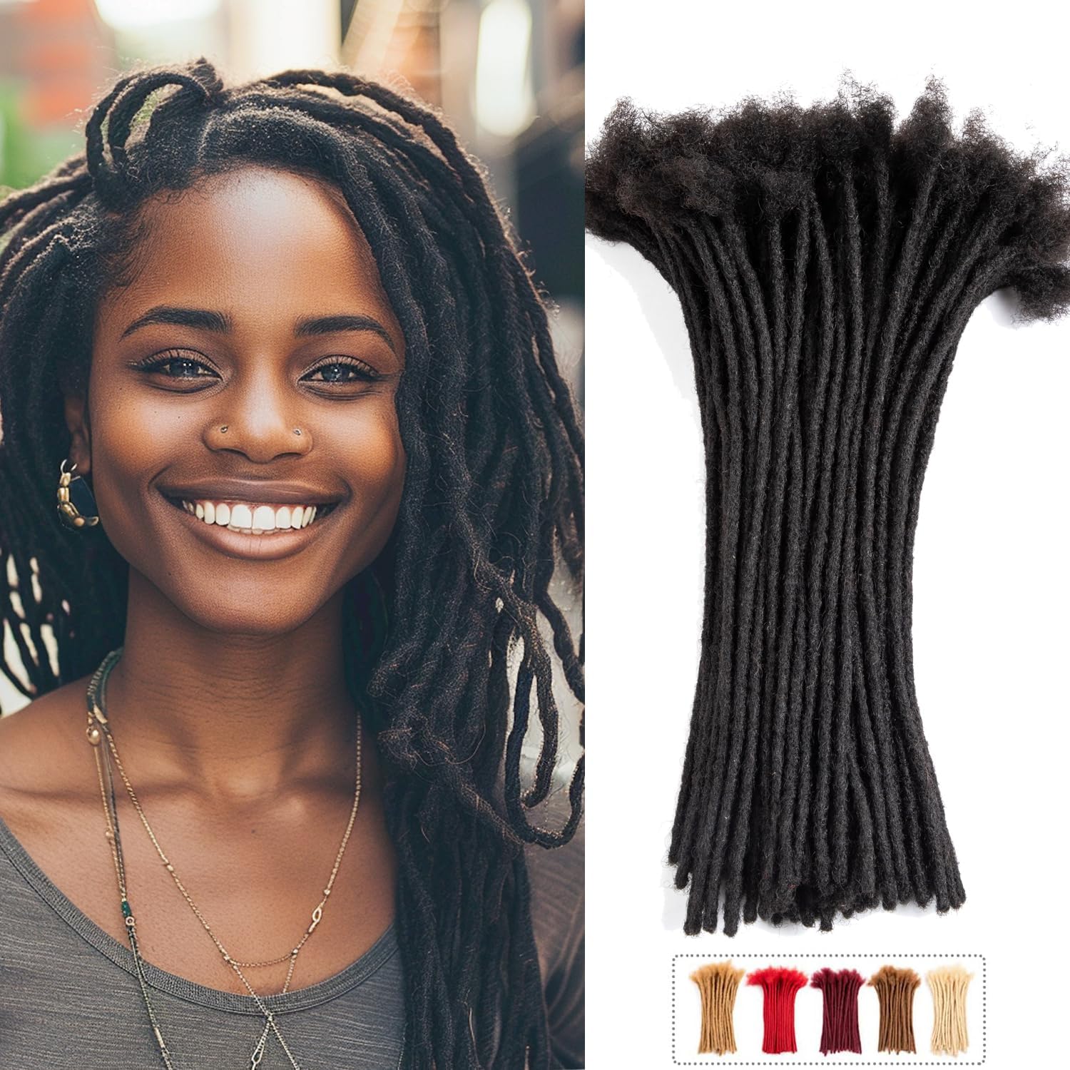 Dreadlock Extensions Human Hair 12inch 0.4cm Width Human Dreadlock Extensions Real Hair 100% Permanent Huamn Hair Loc Extensions Handmade Loc