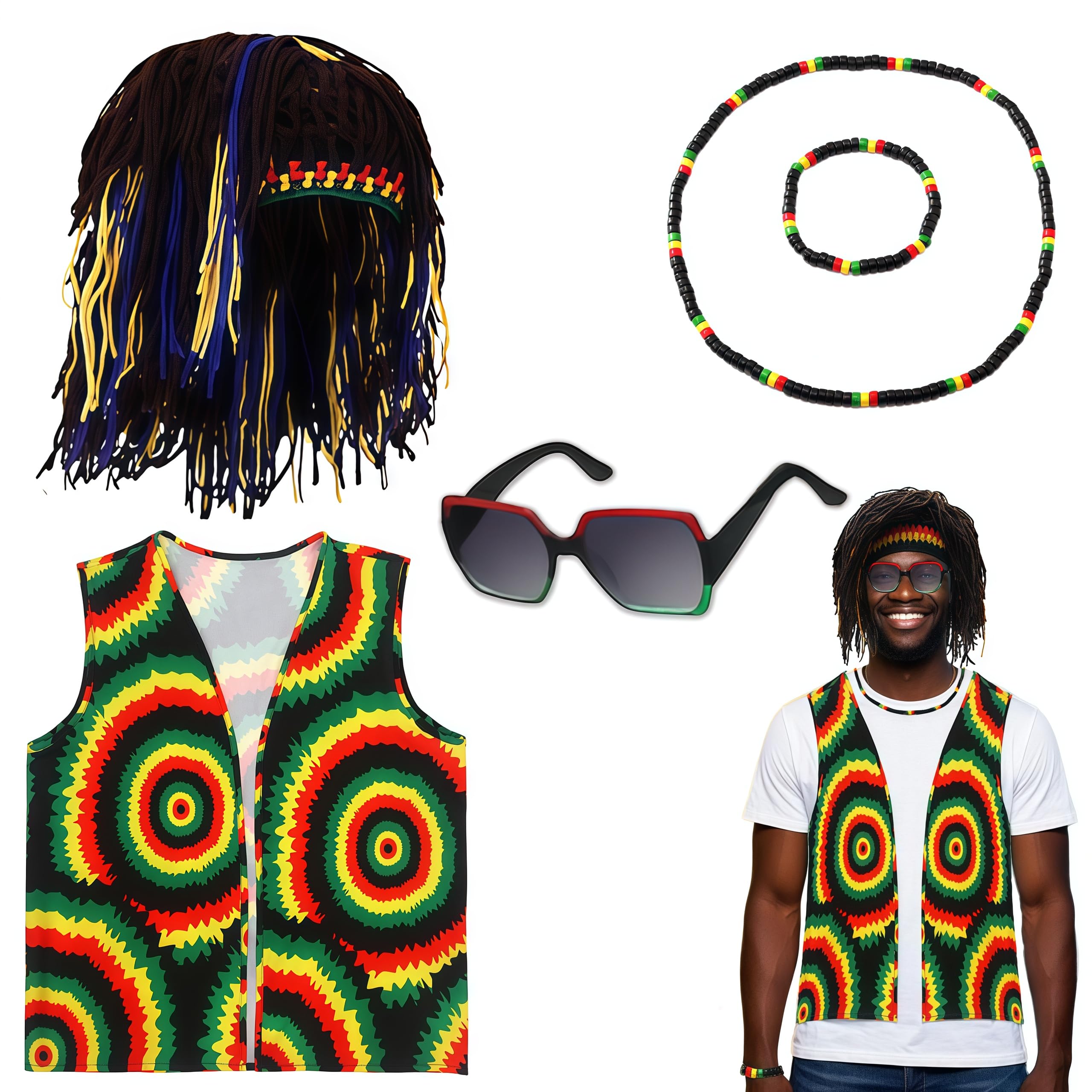 Kyndara 5Pcs Jamaican Costume Accessories