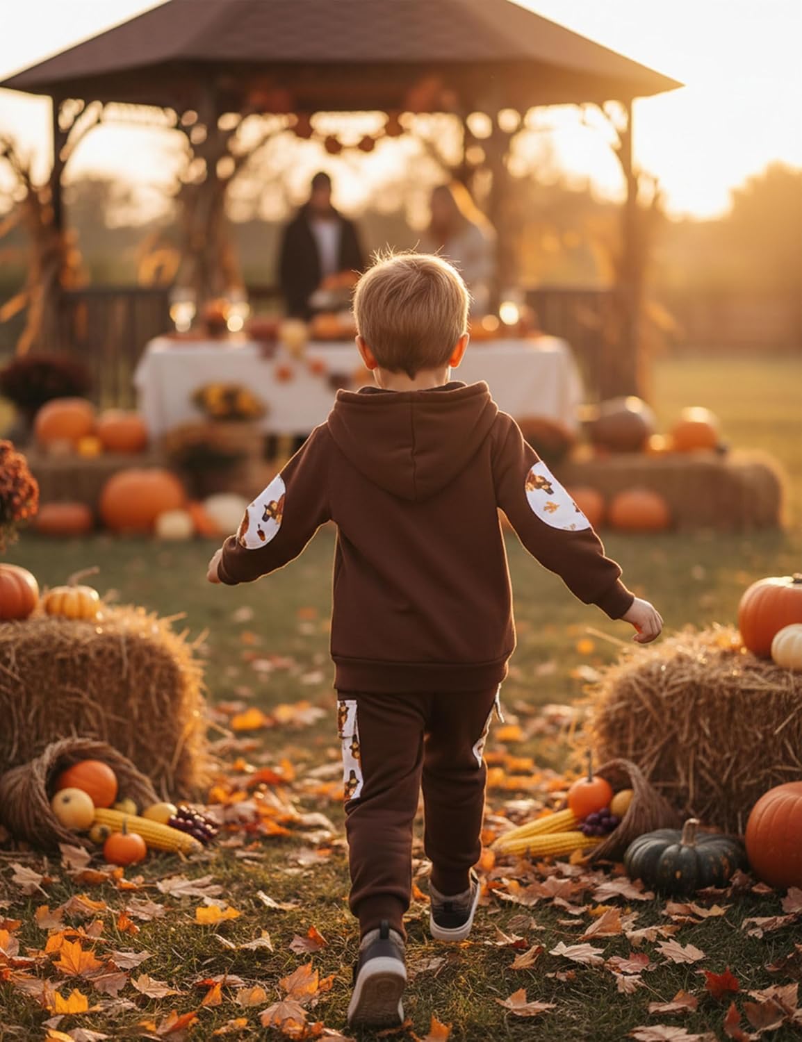 MIGU Thanksgiving Boy Outfit Toddler boy Thanksgiving Little Turkeys Boys Outfit Long Sleeve Hoodie+Long Pant 2pcs Set - Image 5