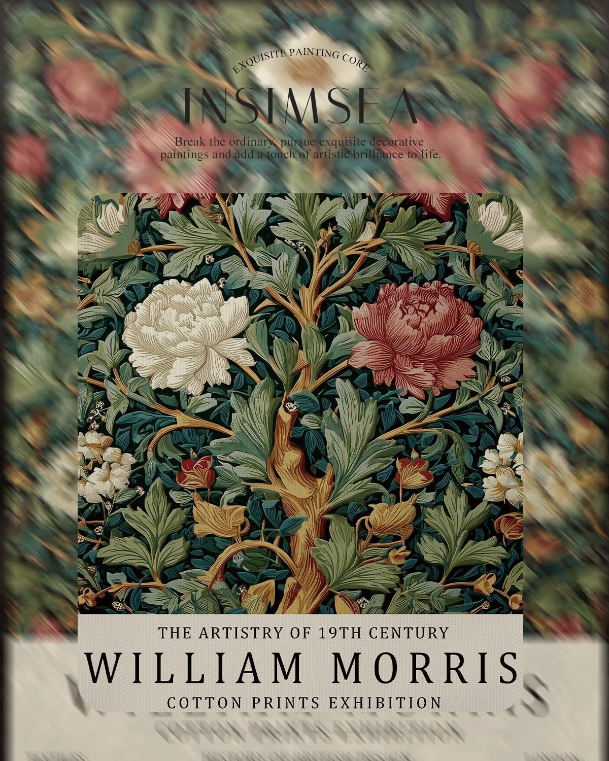 InSimSea Retro Gold Framed Wall Art, William Morris Tree of Life Canvas Prints Art, Small Shelf Decor, 13x16inch, Classical Floral Pictures Decor for Bedroom Bathroom Dining Room