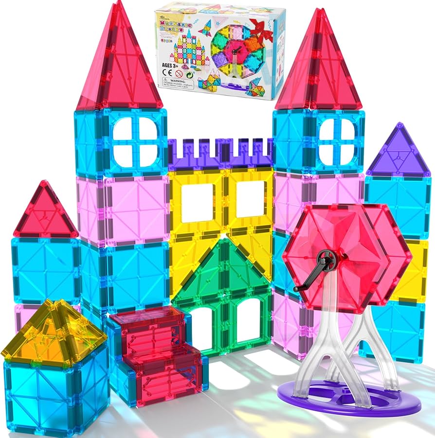 Amazon.com: Jasonwell 57PCS Magnetic Tiles Building Blocks Set for