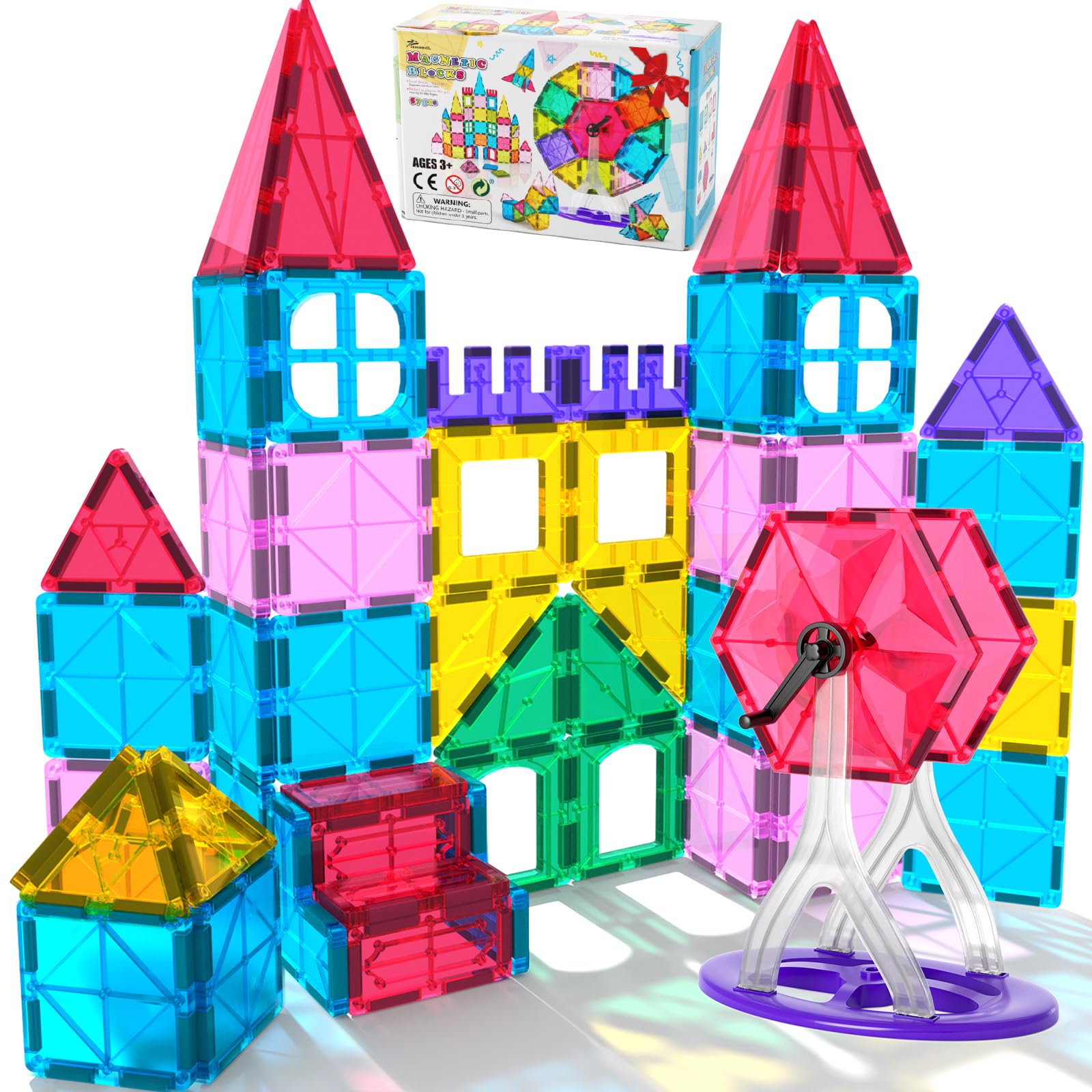 Amazon.com: Jasonwell 57PCS Magnetic Tiles Building Blocks Set for