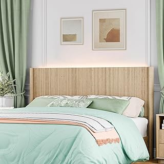 Queen Size Headboard Only, Modern Fluted Wall-Mounted Head Board with Li...