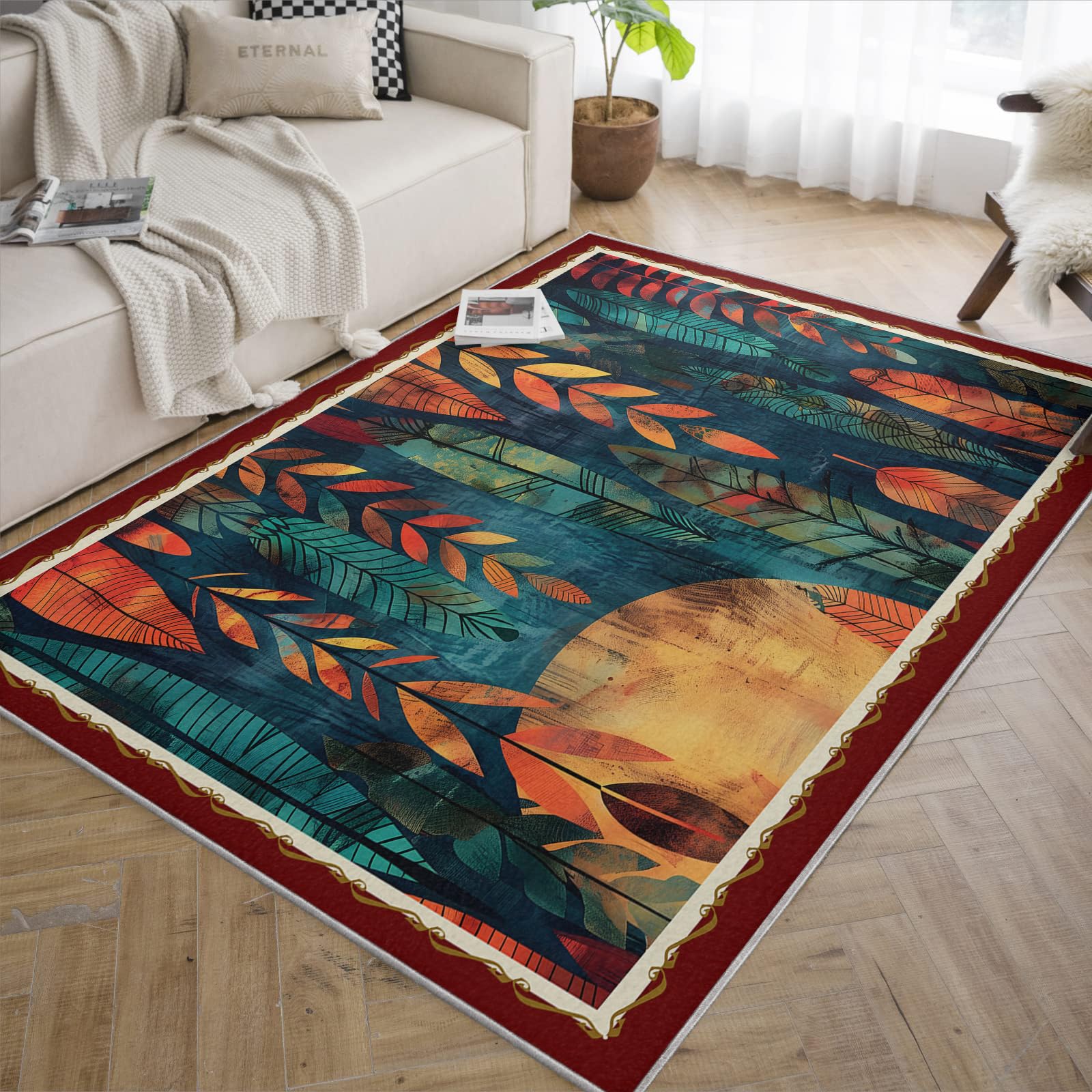 Tapis de chambre lavable et antidérapant 180x240cm motif bohème