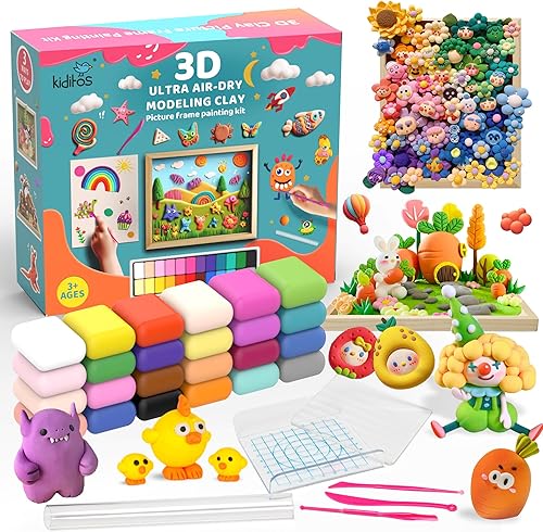 Kit de pintura de pintura de arcilla para modelar ultralivianos en 3D, 2 tamaños de marcos de fotos, 24 colores, juguete educativo de arcilla con disponible en Yaxa Colombia