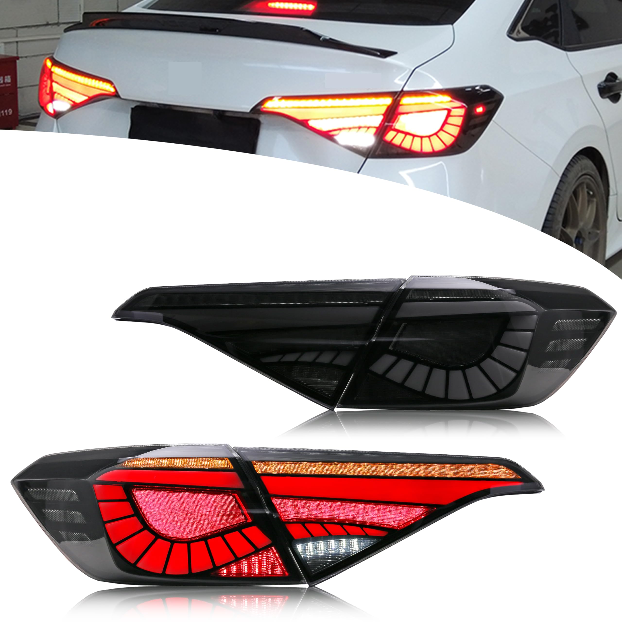 New Accessory Compatible with Honda Civic 2022-2025 11th Gen Sedan Full LED Tail Lights with Sequential Turn Signal Dynamic Animation Rear Lamps