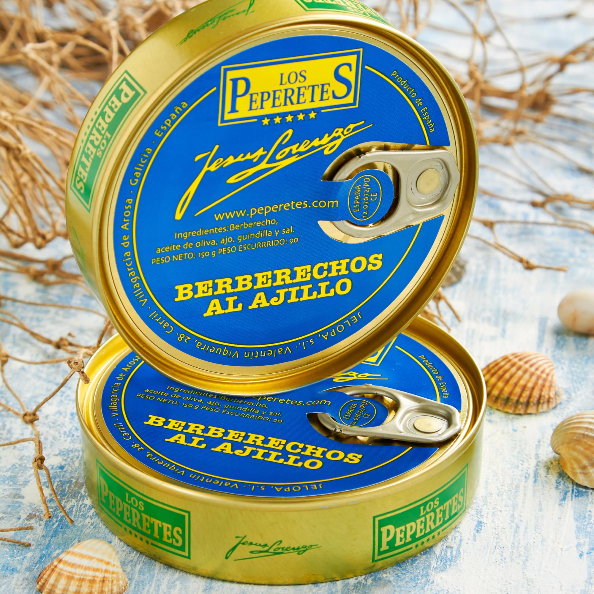 LOS PEPERETES x3 Lata Berberechos al Ajillo 120 g | Marisco Gallego Gourmet | Elaboración Artesanal | Conserva Premium con Aceite de Oliva, Ajo y Guindilla | Sabor Tradicional de Galicia