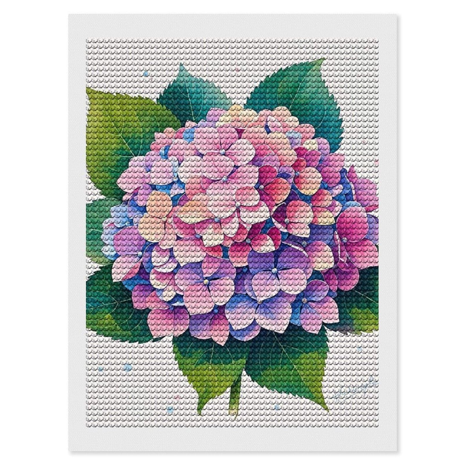 DWVTSLH Watercolor Hydrangea Diamond Painting Kits for Adults, Personalized Diamond Photo Art Full Drill, DIY 5D Diamond Art Painting Kits for Beginners, Home Wall Decor 12"x16"