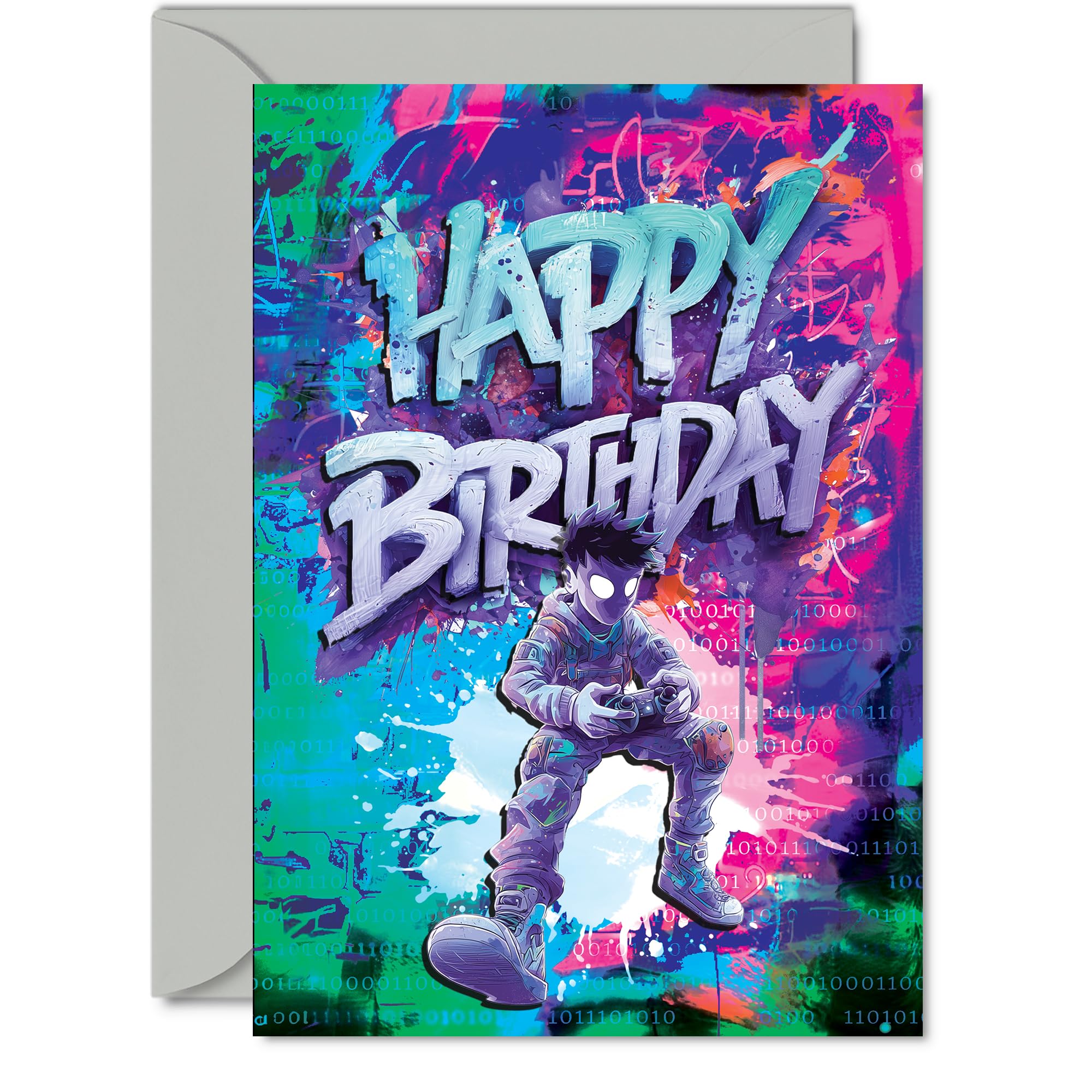 Family Birthday Card - Epic Gamer - Happy Birthday Card for Family from Colleague Friends, A5 Epic Gamer Bday Greeting Cards