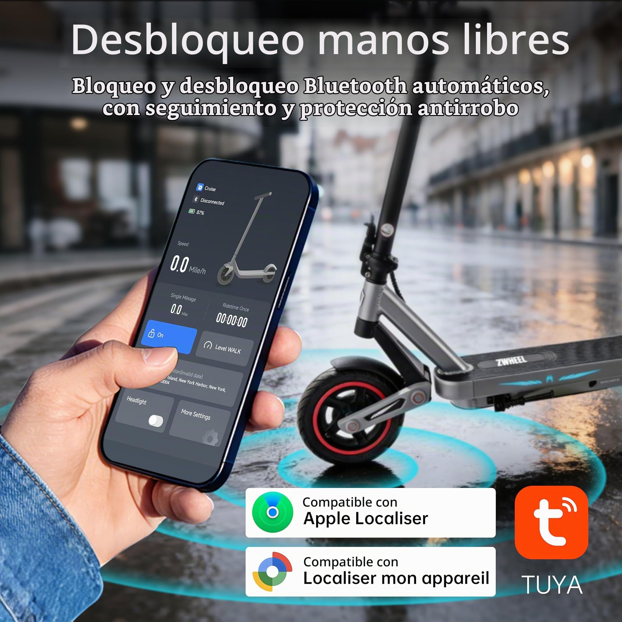 E12 Patinete Eléctrico para Adultos, Neumáticos Confort de 10 Pulgadas, Batería Alta Capacidad 36V 10Ah para Autonomía Prolongada, Scooter Eléctrico Plegable Sport con Doble Freno