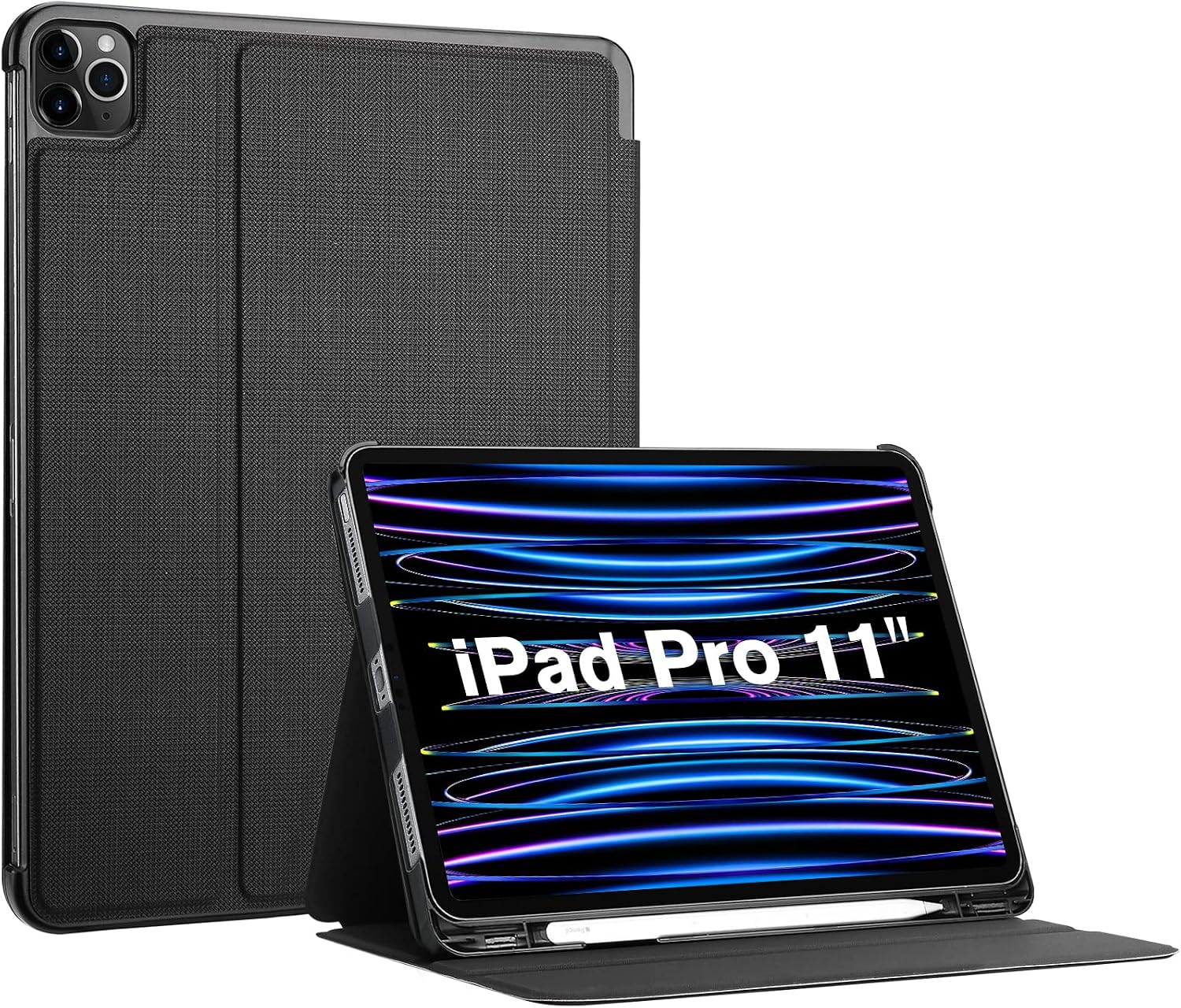 ProCase iPad Pro 11 Inch Case 2022 2021 2020 2018, Slim Stand Protective Folio Case Smart Cover for iPad Pro 11" 4th 3rd 2nd 1st Gen - Black