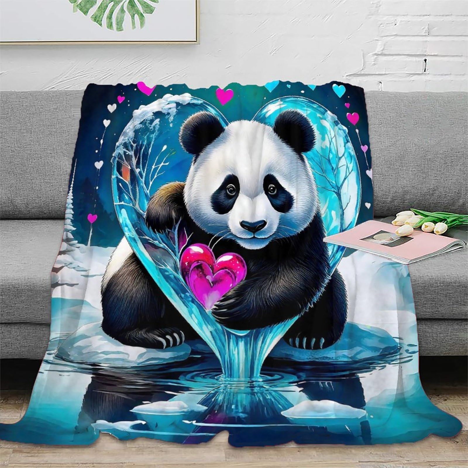 Couverture panda géant 3D plaid doux en microfibre idée cadeau idéale lit canapé