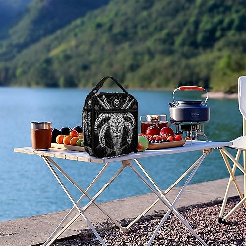 Miniatura 6 de Baphomet - Lonchera térmica con aislamiento de cabra de Satán, reutilizable, bolsa portátil para hombres y mujeres