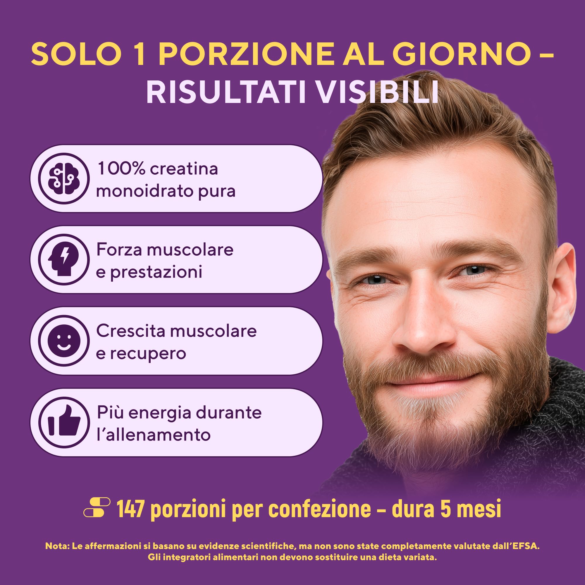 Polvere di Creatina Monoidrato 500 g – 147 Porzioni – 100 % Creatina Monoidrato Pura – Qualità Micronizzata – Vegano, Senza OGM – Integratore Sportivo per Forza, Muscoli & Recupero (1 Pack)