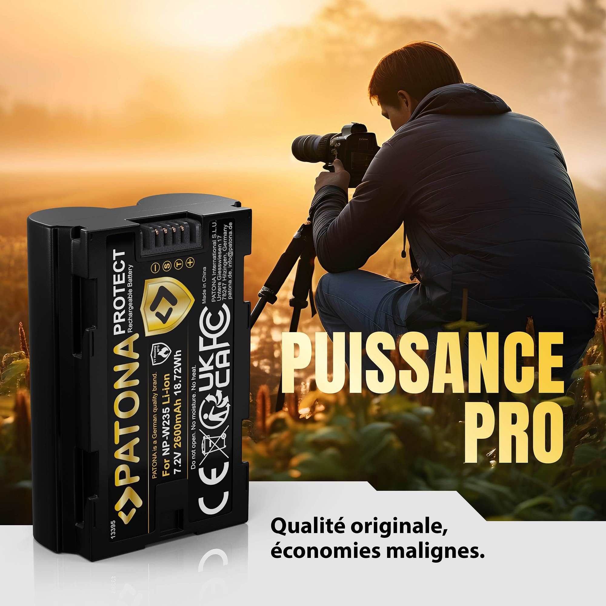 PATONA Protect NP-W235 Batterie 2600mAh – Remplace Fujifilm NP-W235 – pour X-T4, X-T5, X-H2, X-H2S, X-S20, GFX-50S II, GFX-100S, GFX-100 II, GFX100RF – boîtier V1 et capteur NTC, Chaud et Froid
