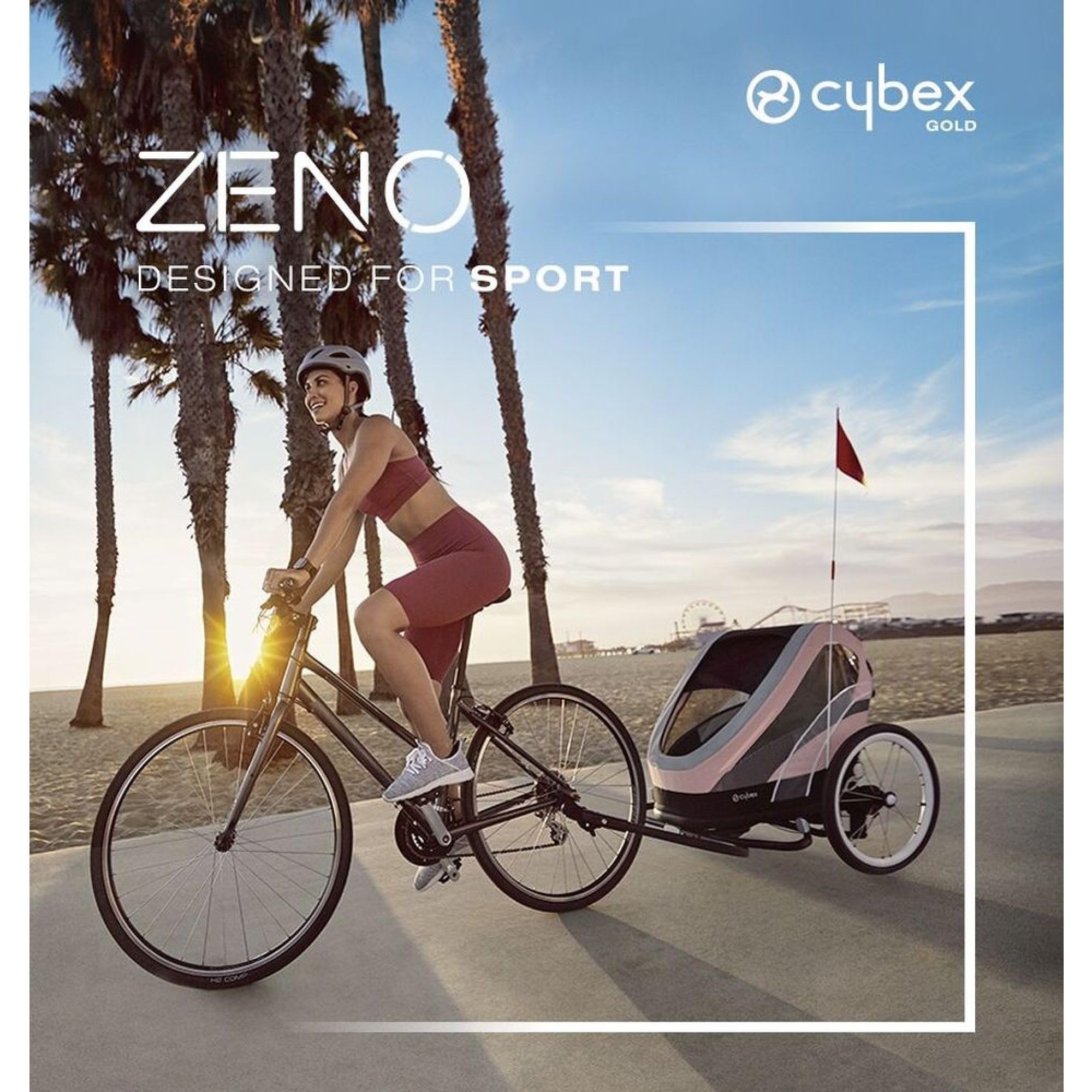 Cybex Remorque Multisport ZENO, 6 mois à 4 ans, 111 cm, 22 kg, Rose Silver Pink