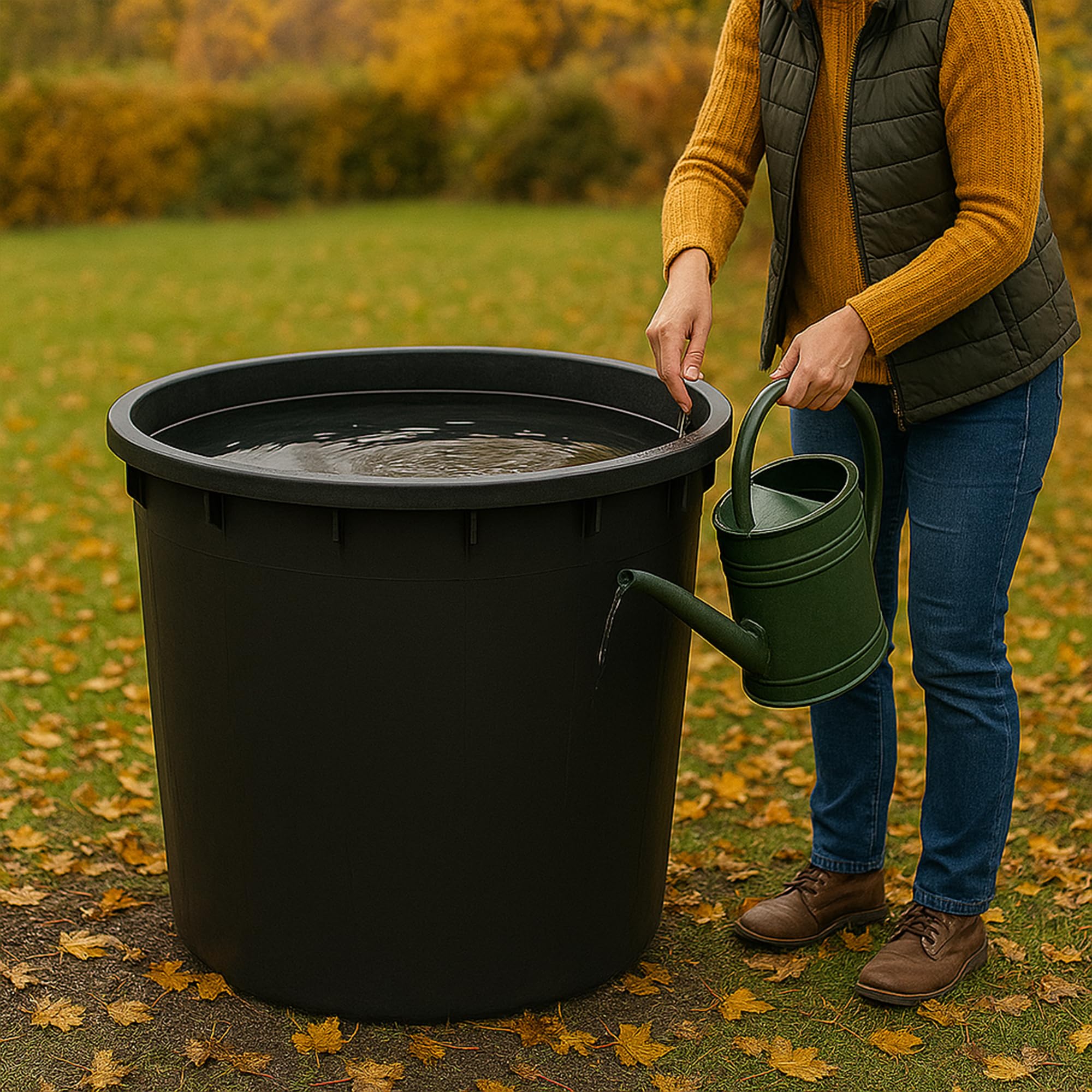Ondis24 Botte per acqua piovana da 750 litri, XXL, serbatoio per acqua piovana in plastica nera, robusta e resistente ai raggi UV, botte per serbatoio dell'acqua