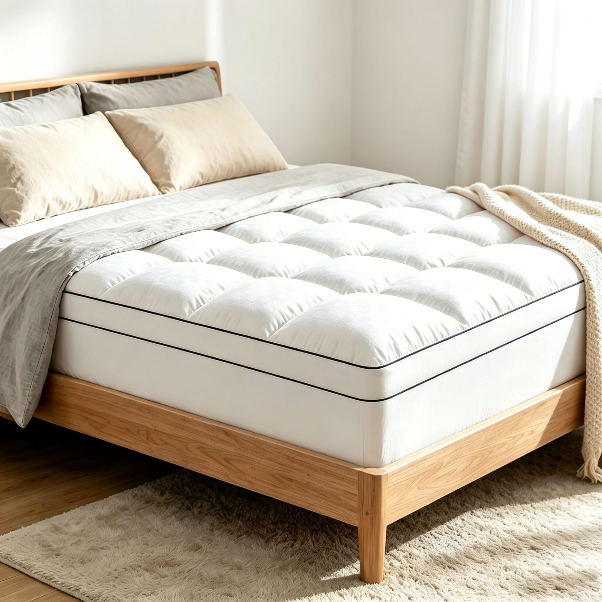Matratzentopper 90x200cm, Ultraweich Matratzenauflage Hypoallergene | 1000g/m² Matratzen Topper, Maschinenwaschbarer Bezug