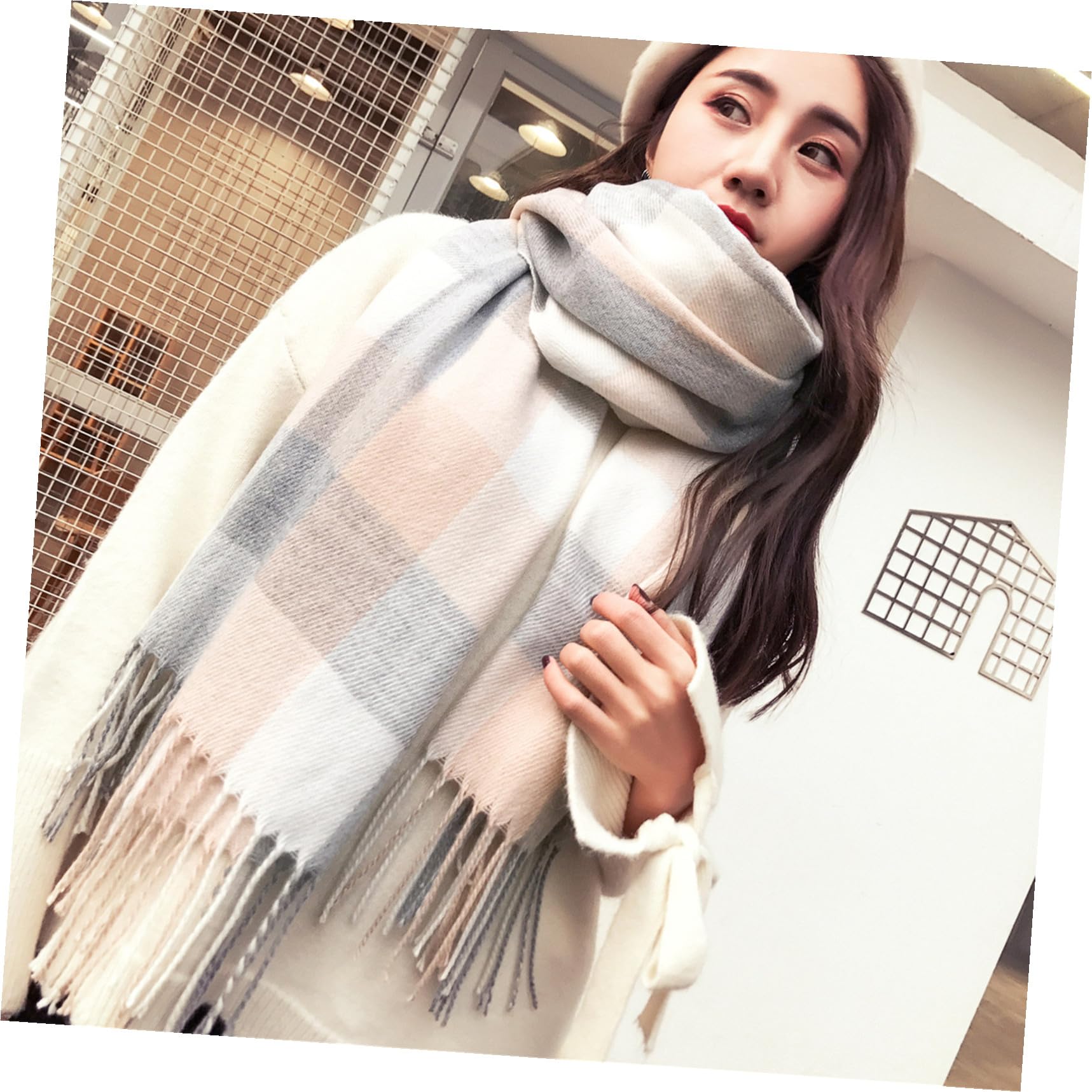 GALPADA 2 Uds Poncho Cálido Regalo Rosa Bufandas Largas De Navidad Chal De Invierno A Cuadros Grandes Chicas Grandes De Cachemira Para Bufanda Disfraces De Mujer Cumpleaños De Mujer