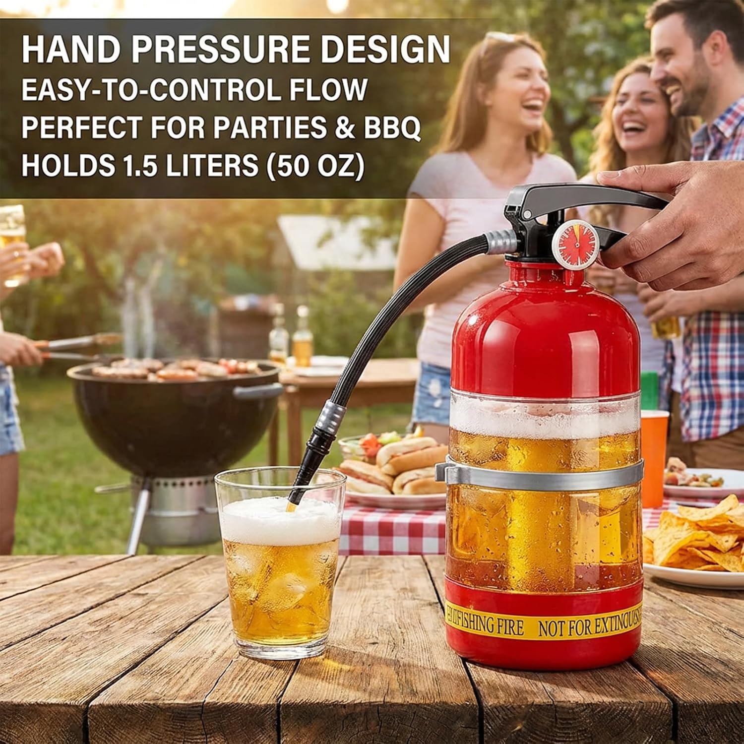 Liquor Dispenser Funny Extinguisher Shape Liquor Dispenser 2L/70oz Pump Drink Dispensers for Wine, Spirits, Beer and Drinks