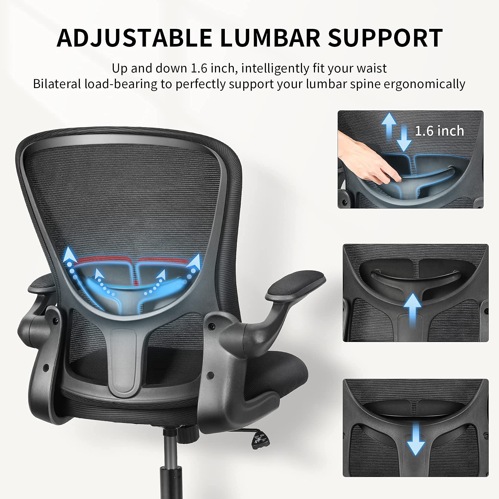Office Chair, mfavour Ergonomic Office Chair with Flipup Armrest
