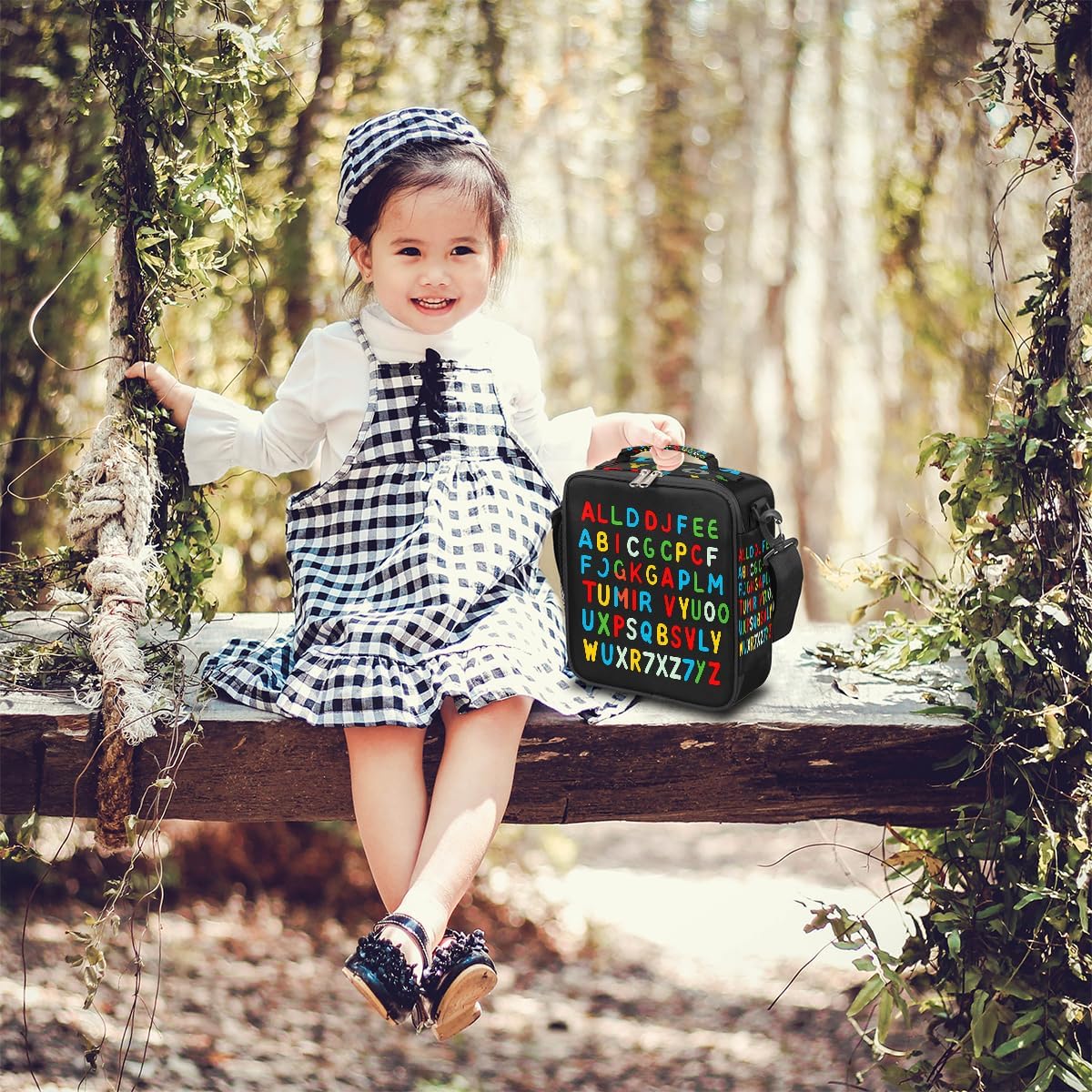 Colorful Alphabet Lunch Box, Letter Education Lunch Bag Insulated Lunchbox Reusable Cooler Bag for Office Work Picnic