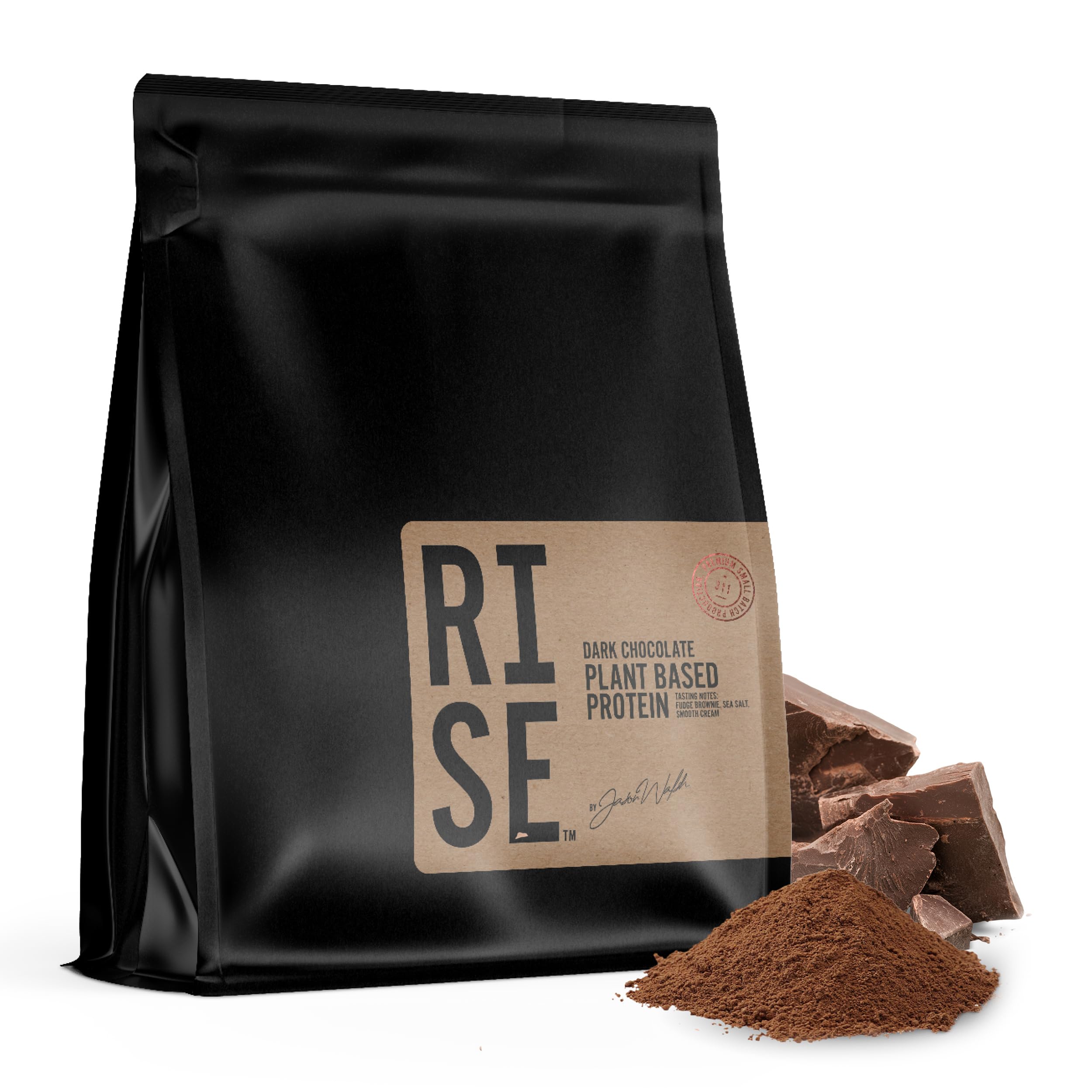 RISE311 Chocolate Negro en Polvo para Mujeres y Hombres. Fácil de digerir, suave y cremoso. Chocolate Negro en Polvo de Proteína Vegetal que Favorece el Bienestar General. 15 Porciones (30 g por porción).