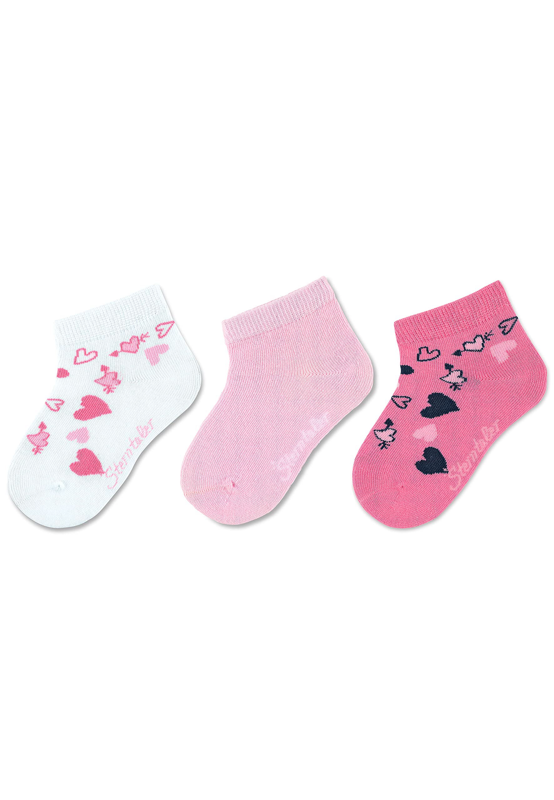 SterntalerUnisex Kid's Kurz-Söckchen 3er-Pack Herzen Socks, Rosa, Normal, Rosa