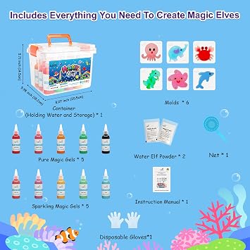 Kiditos Magic Water Elf Toy Kit,Squishies for Kids, DIY Sensory Craft Kit