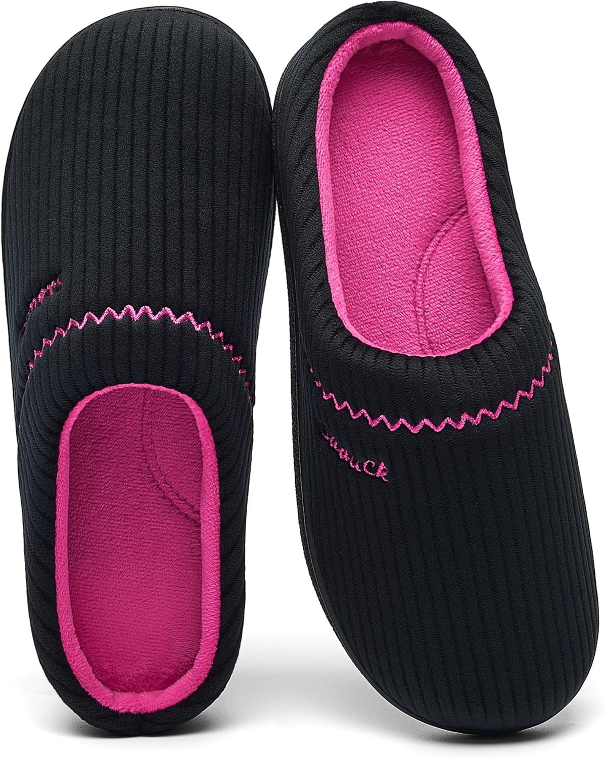 House Slippers for Women with Arch Support | Memory Foam Non-Slip, Two Tone Embroidered Soft Home Slippers, All Season Comfort