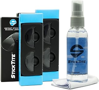 StickTite 2-Pack Bundle –Stick-on Bifocal Lens, 1-2 oz. Bottle Lens Cleaner, Microfiber Cloth. Convert Sunglasses, Goggles, or Diving mask in to Magnified Bifocal Reading Glasses (1.25 diopter)