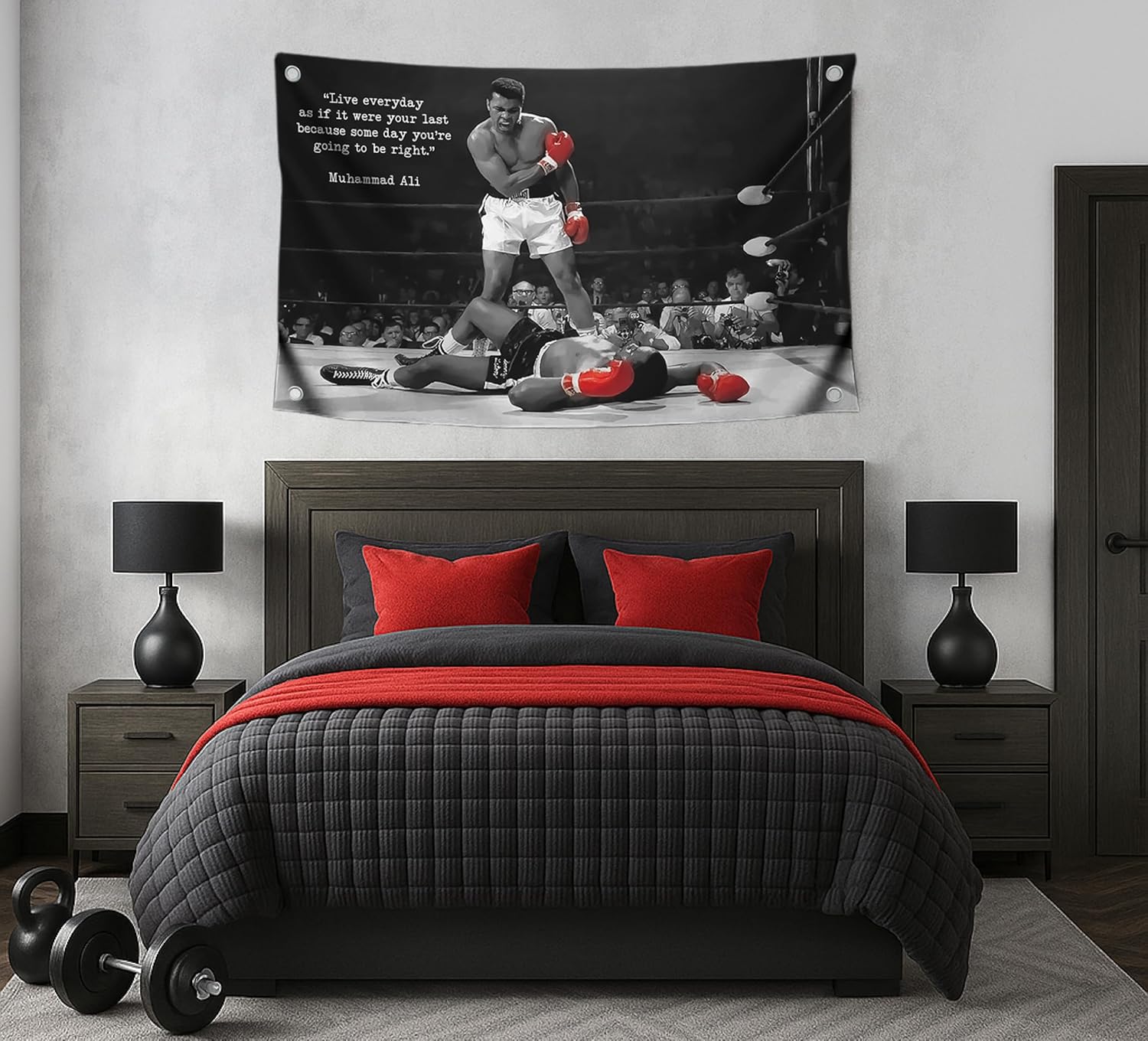 3X Motiv Sports Quote Polyester Flags 3x5 Ft with 4 Grommets - Rocky Inspirational Wall Single Sided Flag - Muhammad Motivation Quote Flags for Indoor and Outdoor - Cool Inspirational Funny Poster