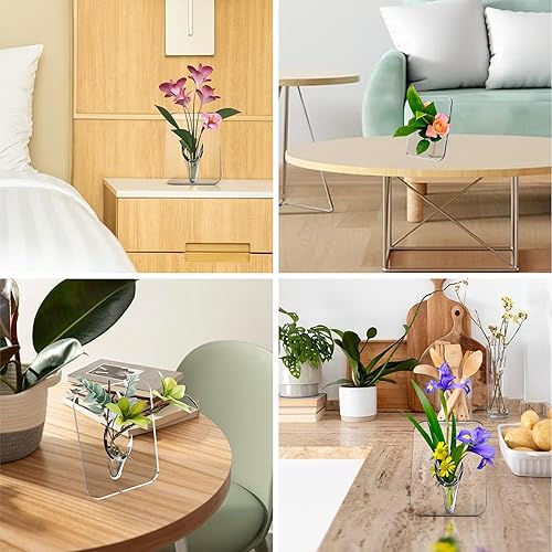 Miniatura 5 de Jarrón de acrílico transparente con forma de marco de fotos, jarrones de flores de acrílico de 8 x 6 pulgadas para centros de mesa, soporte para