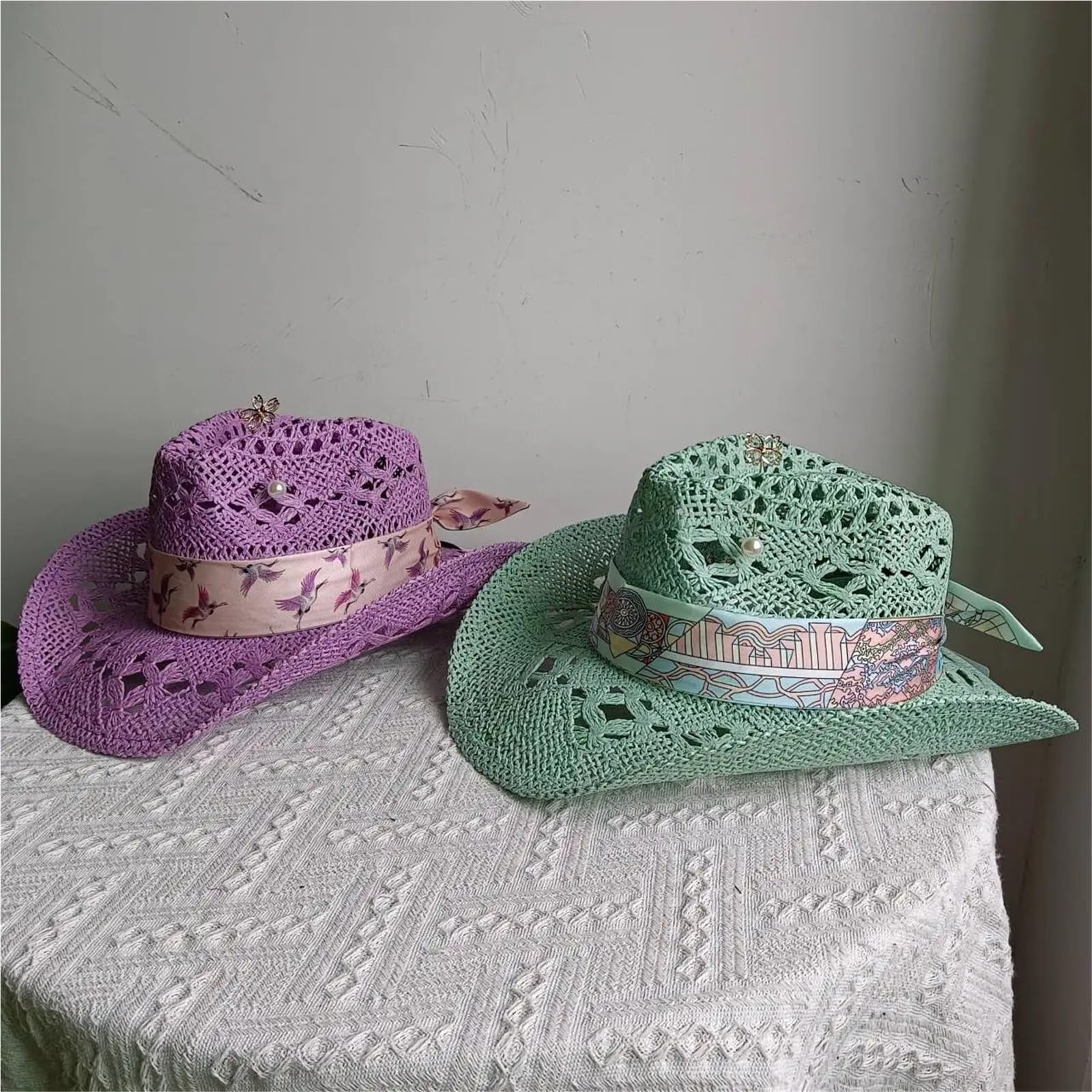 Cappello Paglia Cowboy Cappello Estivo in Paglia da Cowboy Intrecciato a Mano