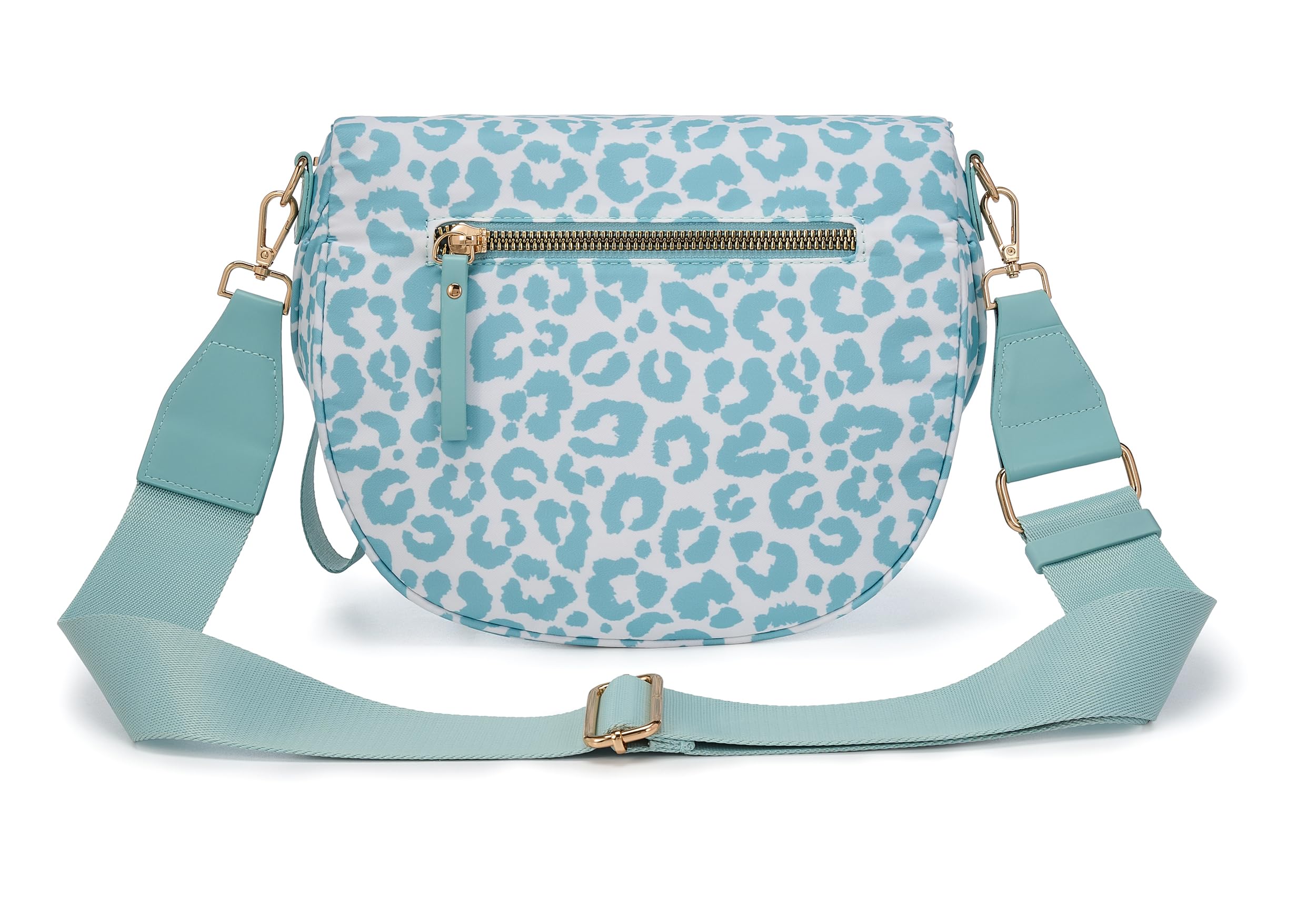 FEIBOON Spacious Nylon Crossbody Bag Bum Bag Handbags Wallets Purses Trendy Shoulder Bag for Women (Ice Blue Leopard Print) view 3