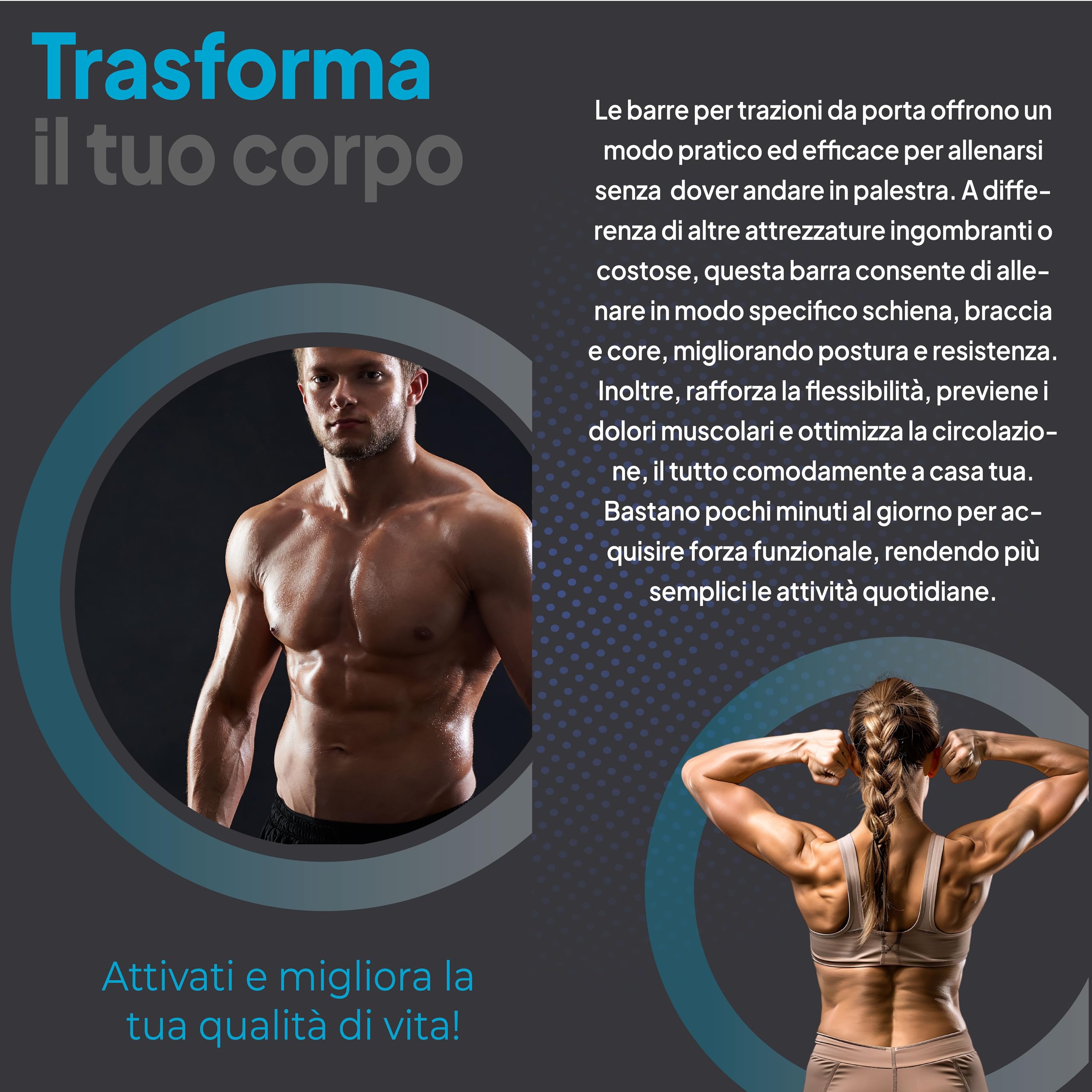 OcioDual sBarra per Trazioni Senza Viti + Cinghie per Allenamento in Sospensione, Barra per Trazioni da Porta Maniglie Elastiche e Antiscivolo in Schiuma, Pull Up Bar Door