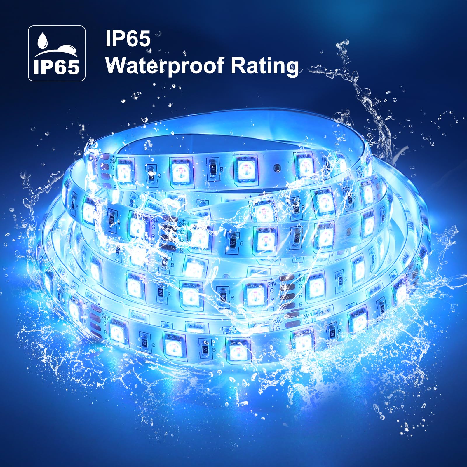 LUXONIC Impermeabile Striscia LED 10m(2X5M), 60 LED/m, 600 LED Super Luminoso, 24V 5050 RGB Esterna Flessibile Luci LED Colorate, APP e Telecomando, Sincronizzazione Musicale, per Cucina, Feste, Bar