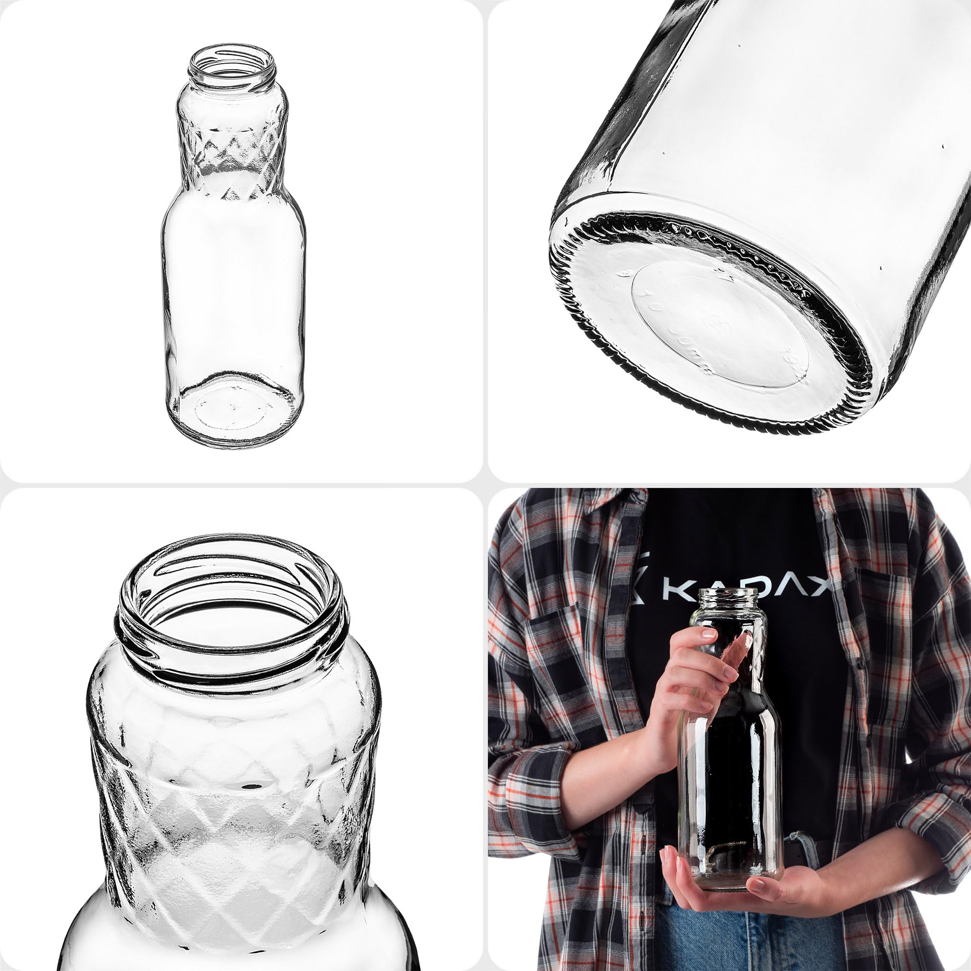KADAX 20er Set Glasflaschen 1L mit Schraubverschluss Schwarz – Leere Milchflaschen Saftflaschen zum Befüllen für Saft, Milch, Smoothies & Sirup, Refillable Glass Bottles