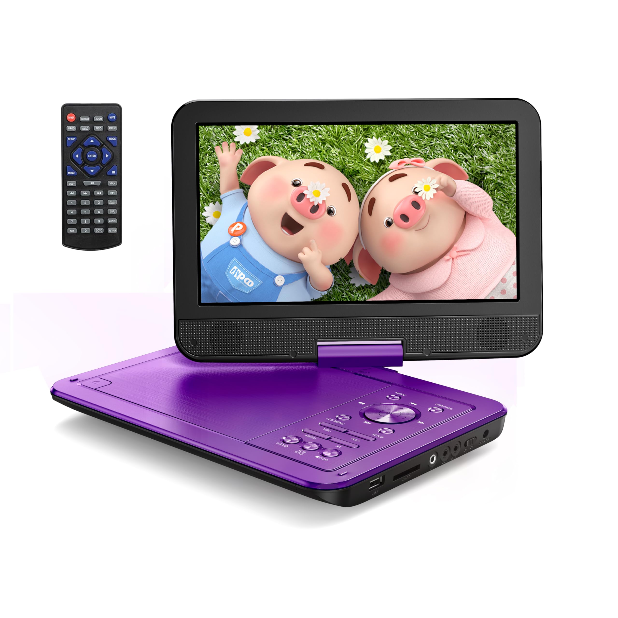 Przenośny samochodowy odtwarzacz DVD YOTON 12,5" z obrotowym ekranem HD 10,5", ładowarką samochodową, funkcją odtwarzania z pamięci, obsługą 4-6 godzin odtwarzania (Blu-Ray nie jest obsługiwany)