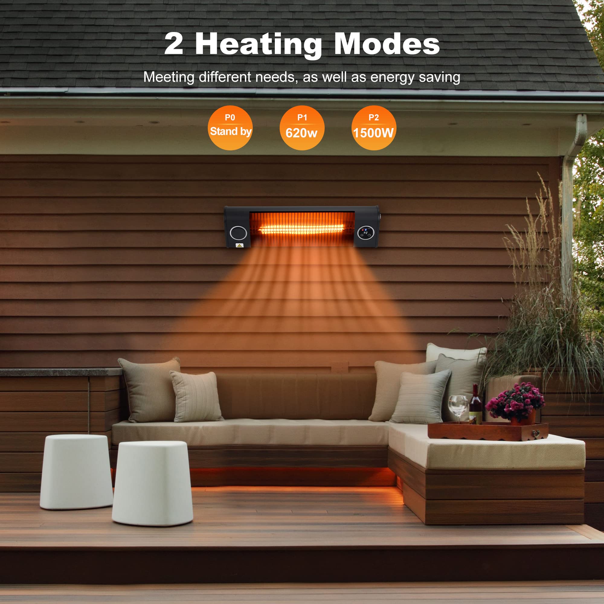 Amazon.com : Uthfy 150R Patio Heater,with Electric Infrared Technology and  Carbon Fiber Tube,1500W/700W,24 inches,black u0026 Heat Storm HS-1500-OTR  Infrared Heater, 1500-watt : Patio, Lawn u0026 Garden