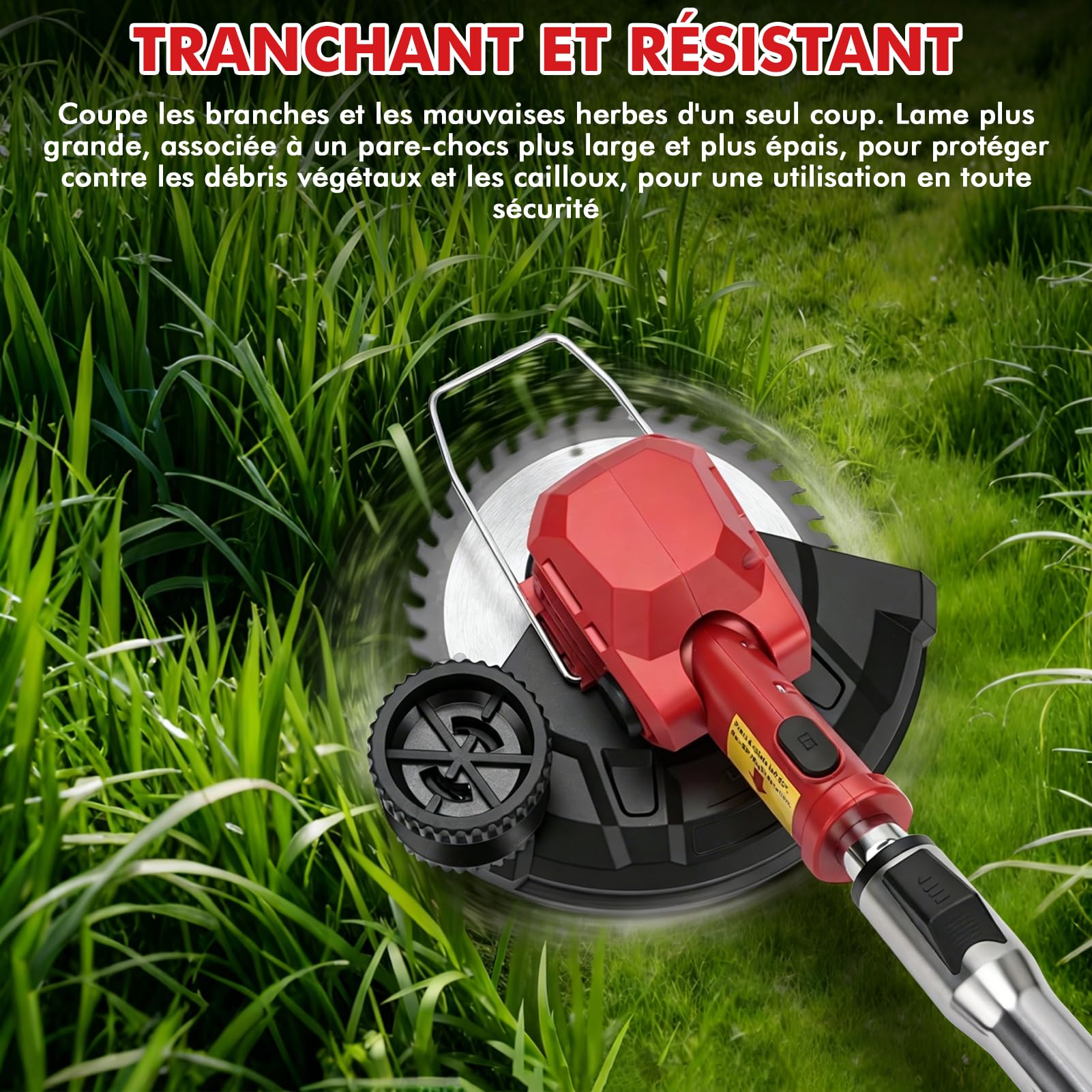 Débroussailleuse à Electrique sans Fil 21V, 3 en 1 Taille Herbe, Debrouissalleuses et Coupe Bordure, 8" Coupe Bordure avec 2 Batteries et Chargeur, Taille Bordure avec Roues & 4 Lames, pour Élagage