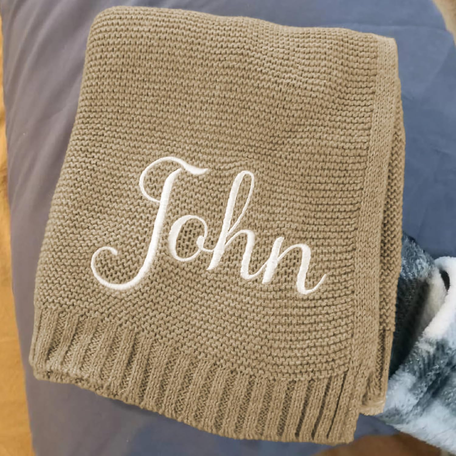 Luxury Personalized Baby Knit Blanket Gifts, Embroidery