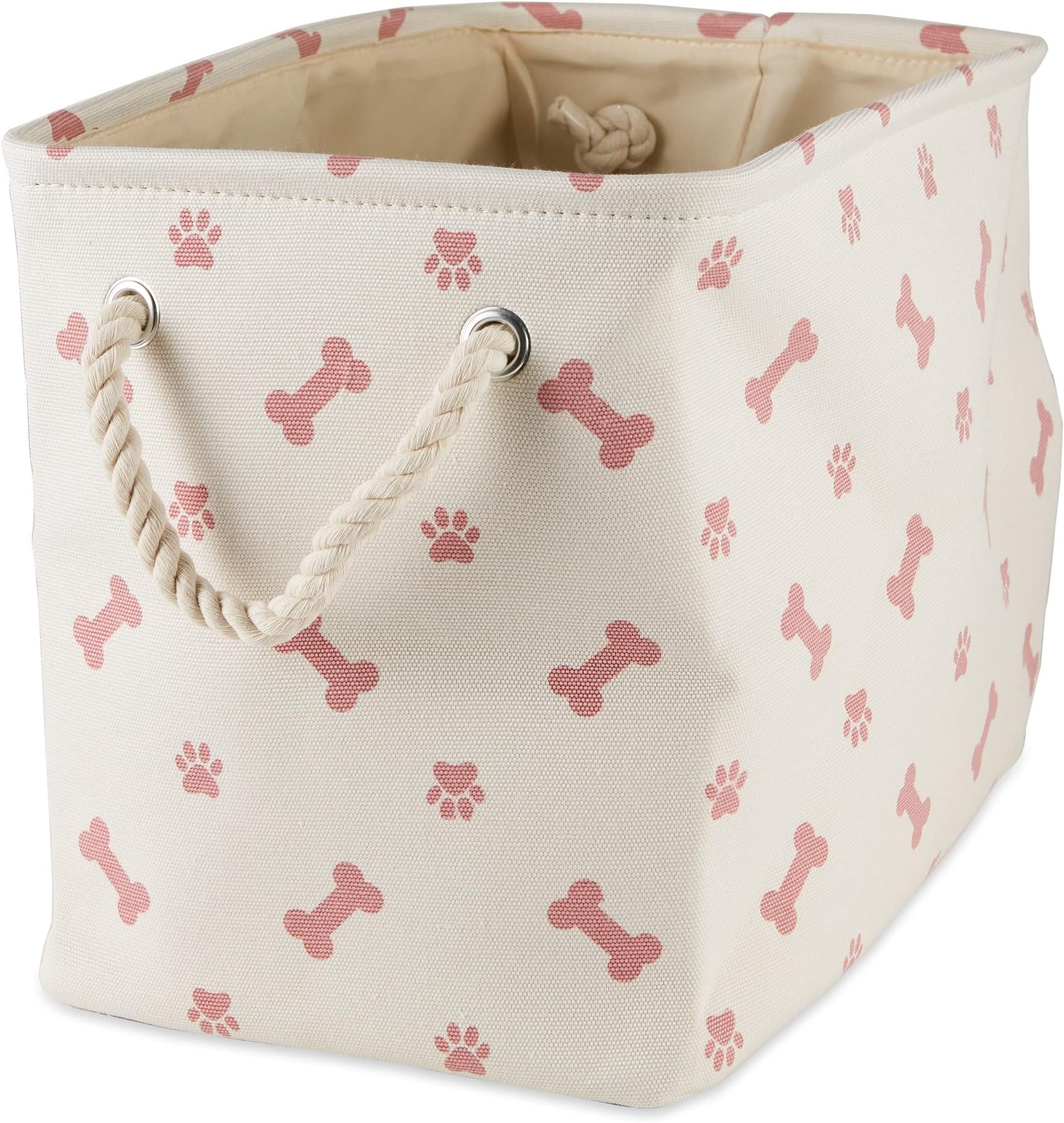 Bone Dry Pet Storage Collection Paw And Print, Small Rectangle, Rose