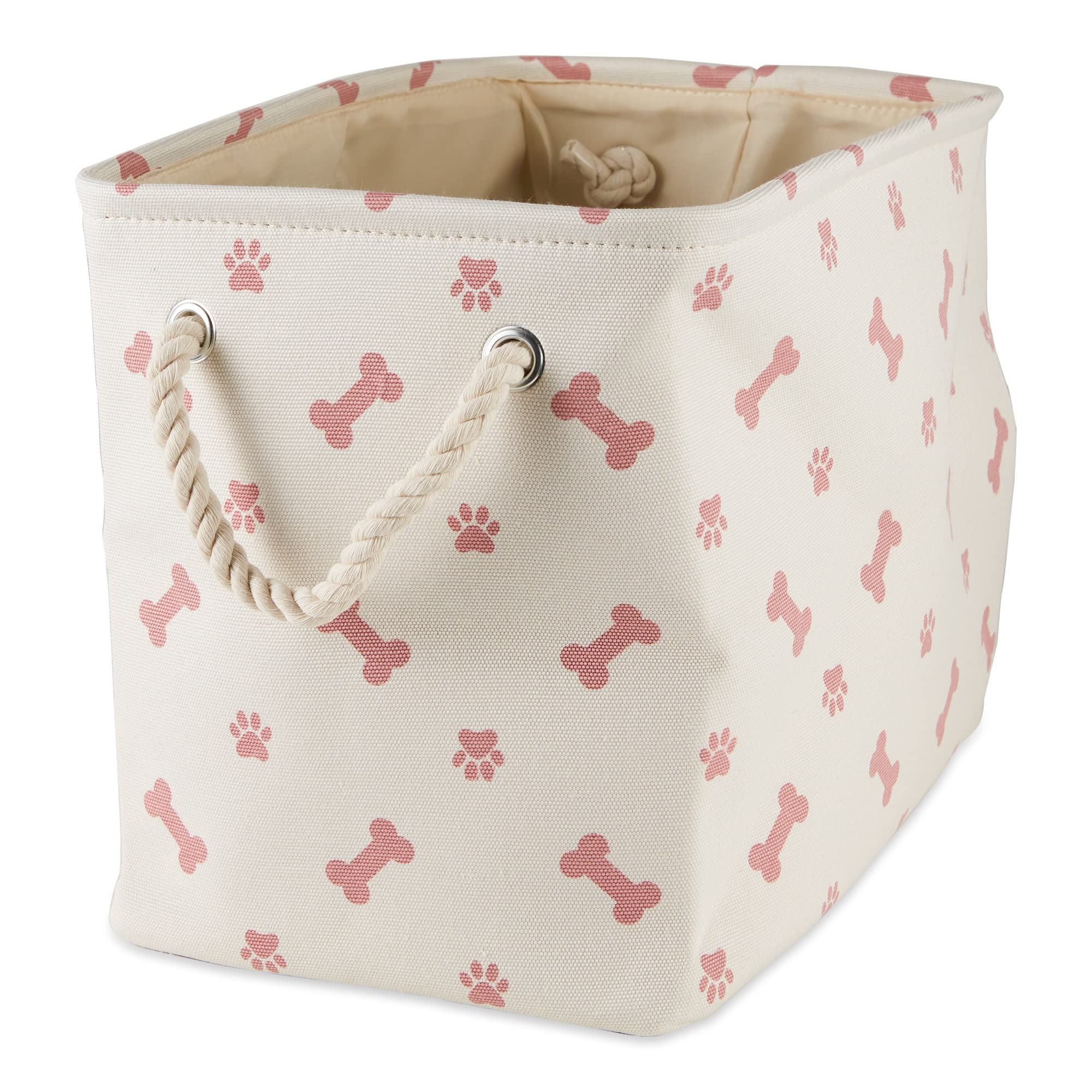 Bone DryPet Storage Collection Paw and Bone Print, Small Rectangle, 14x8x9", Rose