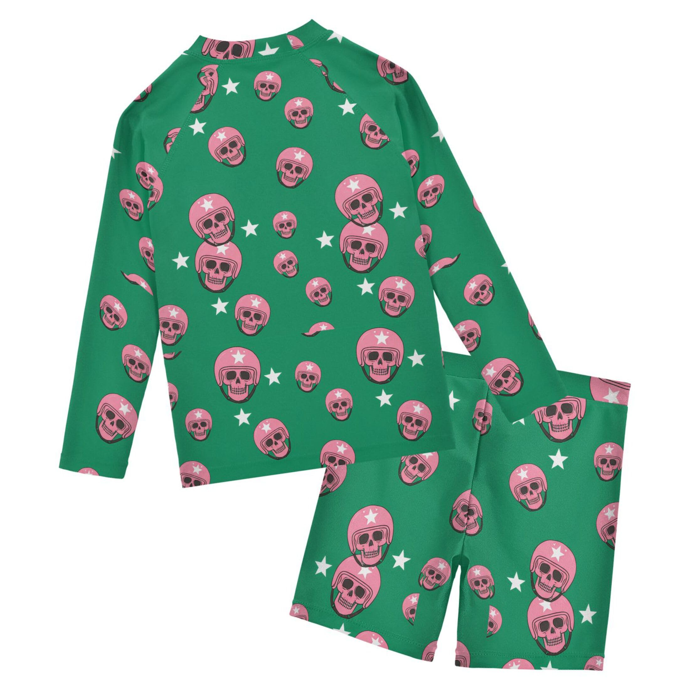 Skull Pink Baby Boys' Toddler Long Sleeved Rashguard Swim Bathing Suit Set B0404380