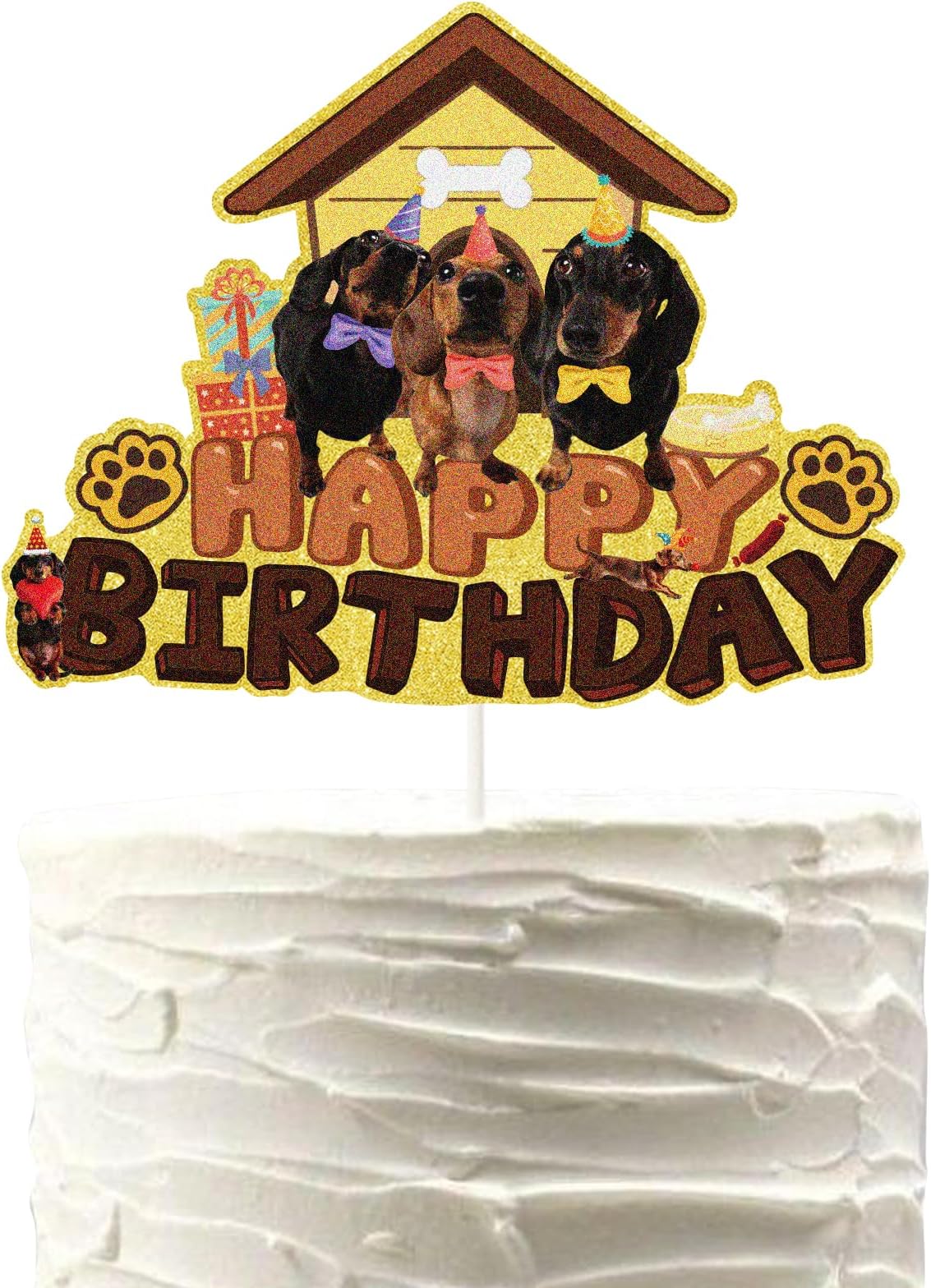 DKCTQUPuppy Dog Happy Birthday Cake Topper Dog Face Birthday Cake Decor Pet Dog Theme Party Birthday Party Baby Shower Supplies