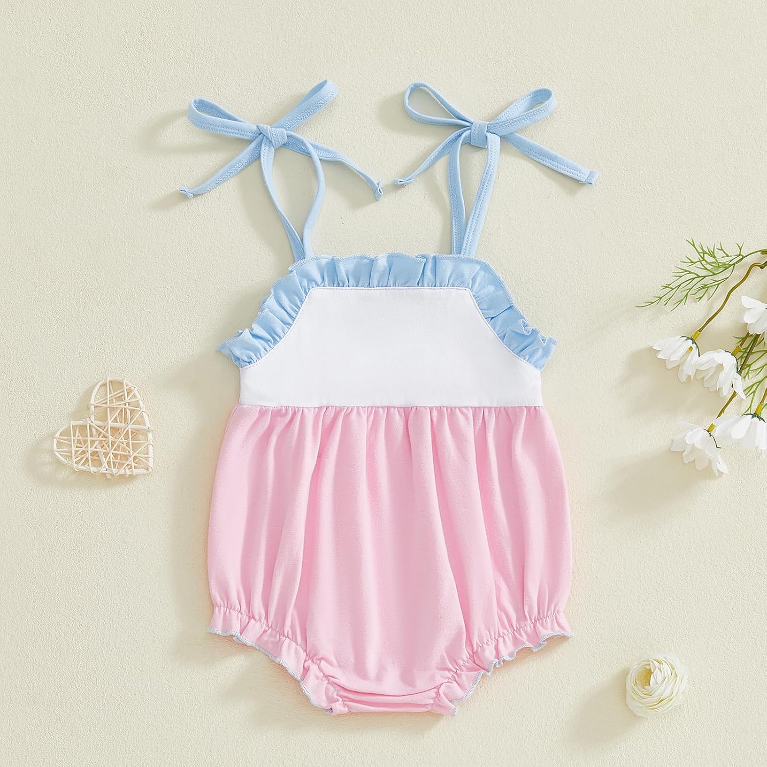 Newborn Baby Girl Clothes Daddys Girl Spaghetti Strap Bubble Romper Ruffle Onesie Infant Cute Summer Outfits - Image 6