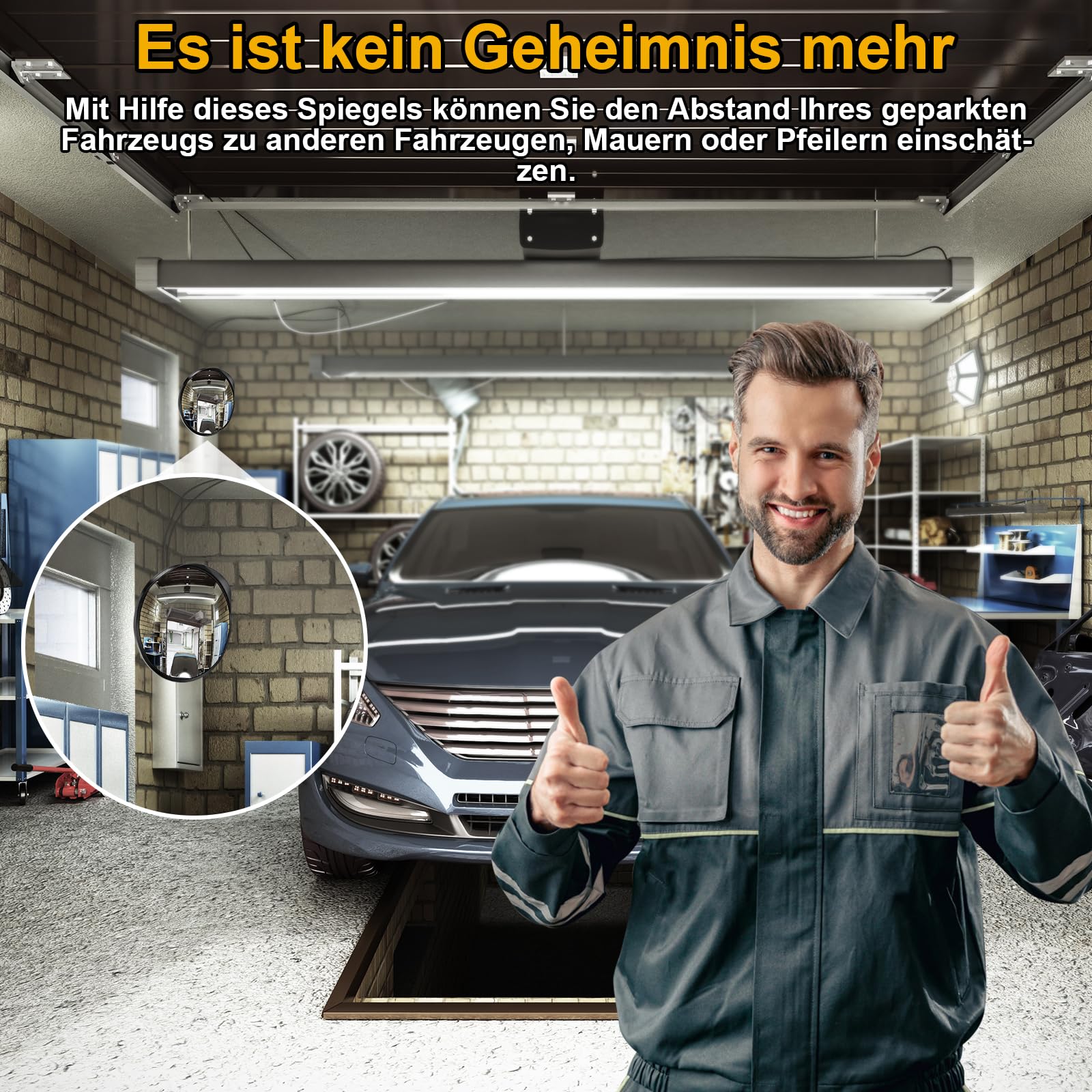 Angooni 40 cm Sicherheitsspiegel Verkehrsspiegel, Parkassistent, Verstellbarer Weitwinkel-Blickwinkel, Konvexspiegel für Garage und Einfahrt (Unterstützt Innen - und Außenbereich)