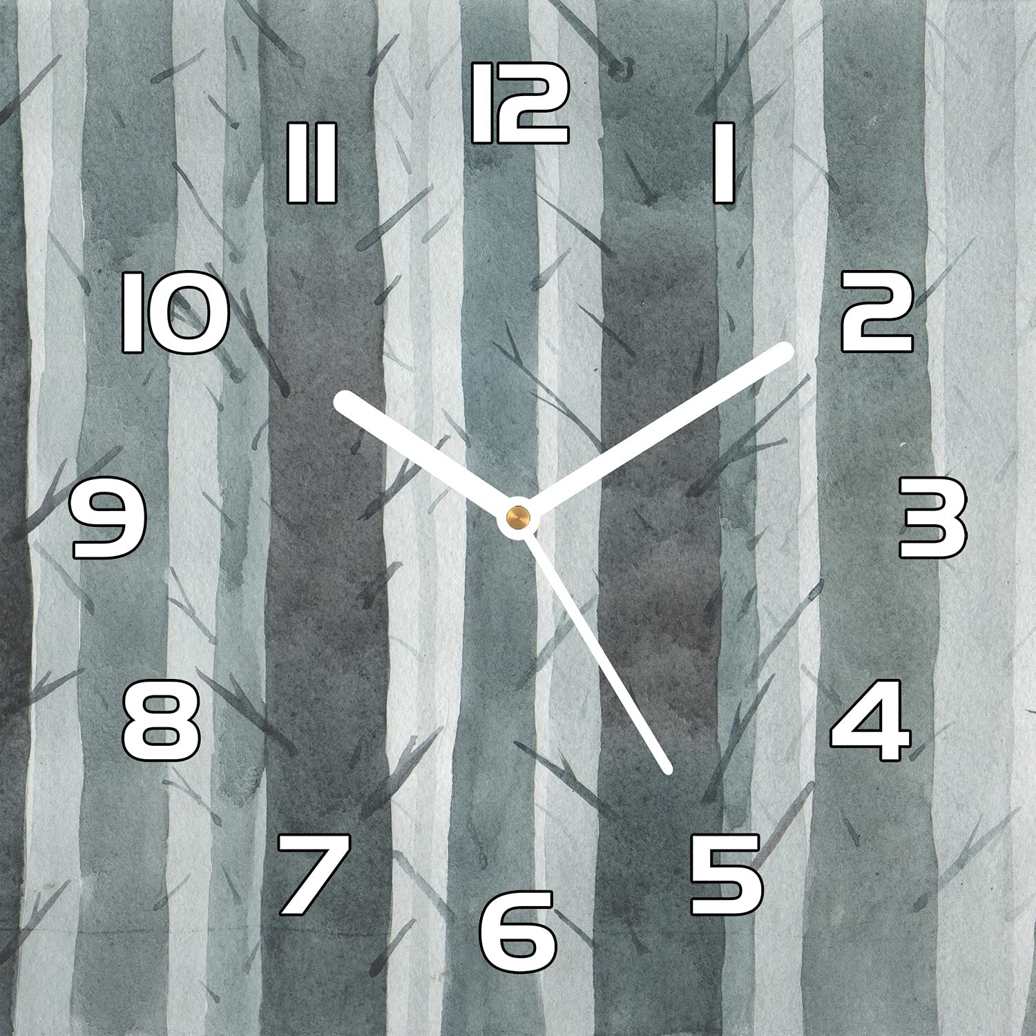Horloge en verre sécurisé Coloray 30x30 cm design moderne forêt